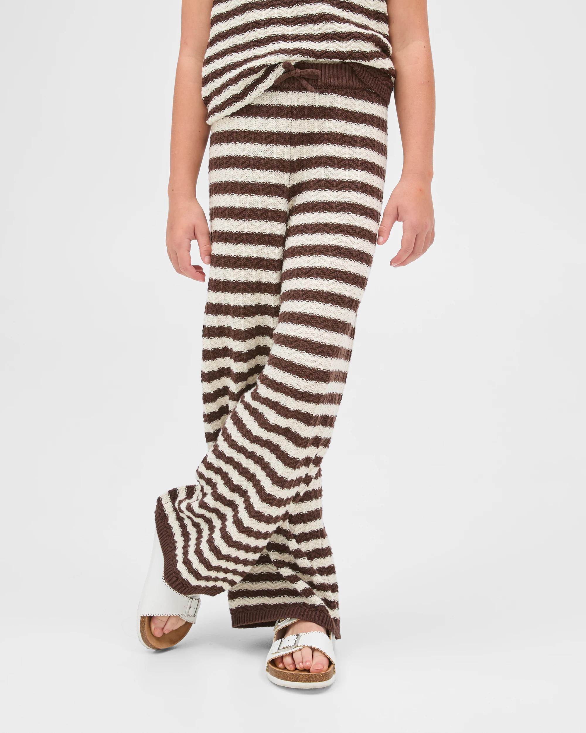 2 Target Kids Australian Cotton Crochet Wide Leg Pants STRIPE CHOCOLATE, 2 of 6