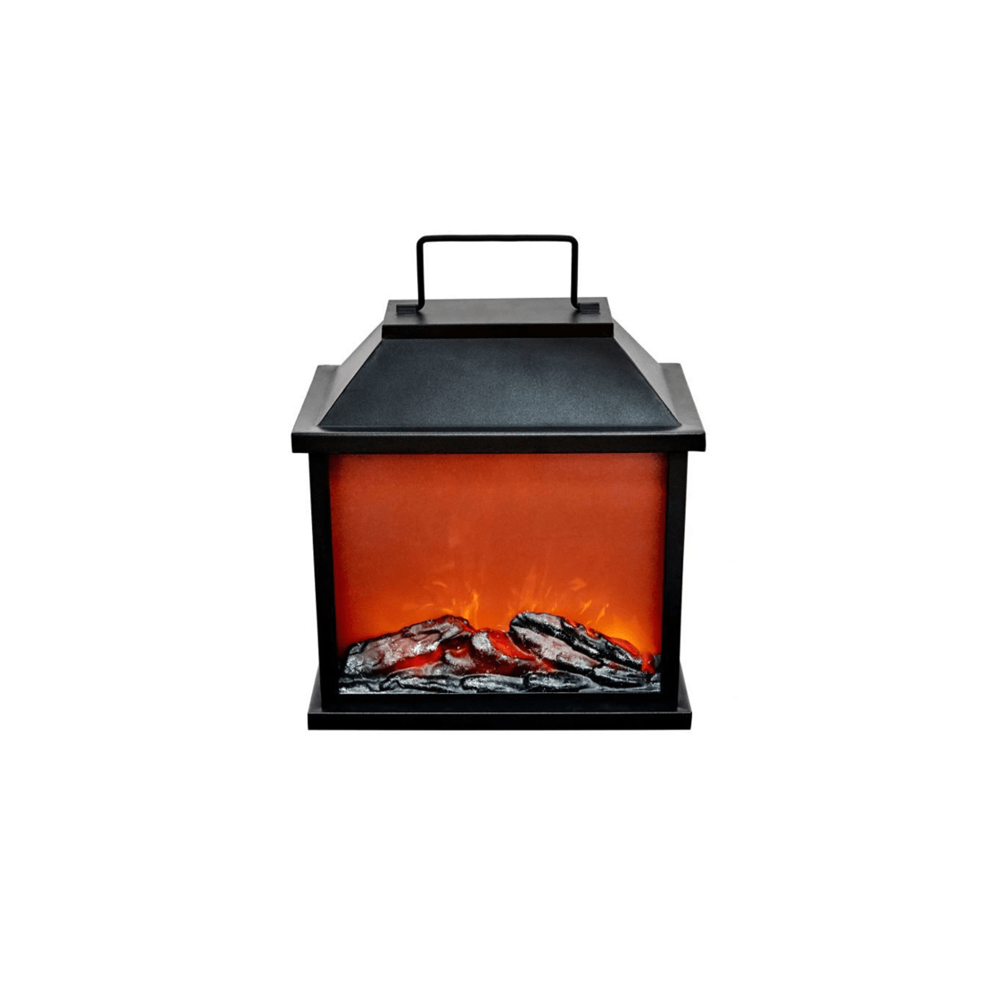 2 BR Home LED Fireplace Lantern for Home Decor, Battery Operated, Metal and Glass, 2 of 4