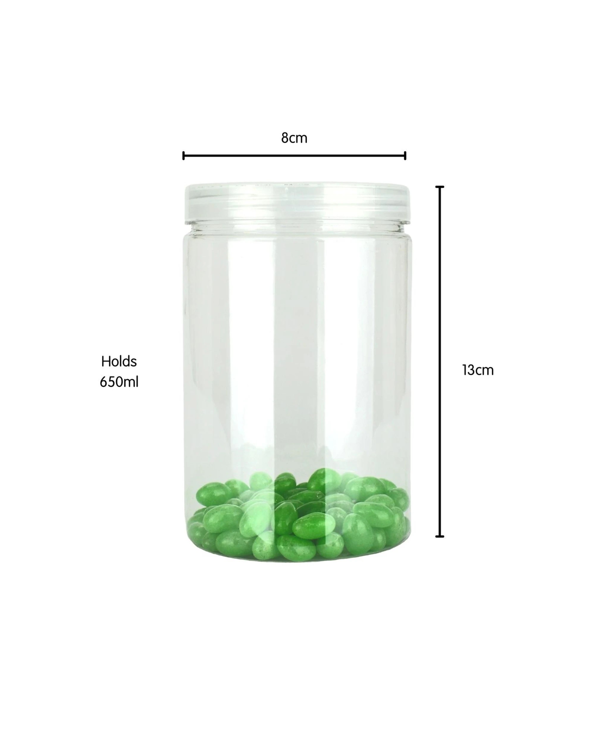 2 Partyrama Clear Plastic Round Screw Top Jar 650ml, 2 of 3