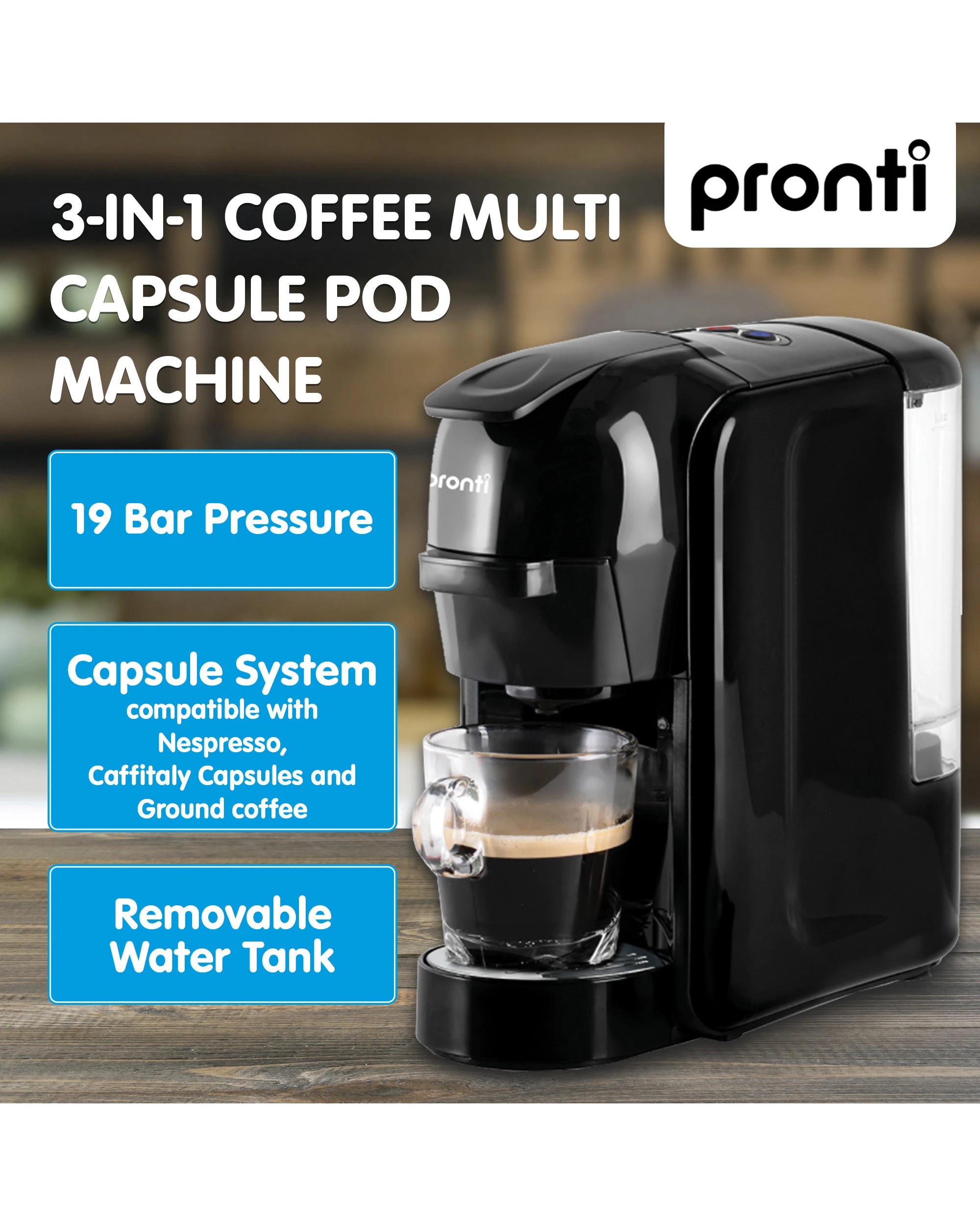 4 Pronti 3-in-1 Breakfast Set Kettle, 4-slice Toaster And Pronti Homemaid Coffee Machine Appliance Combo In White, 4 of 10