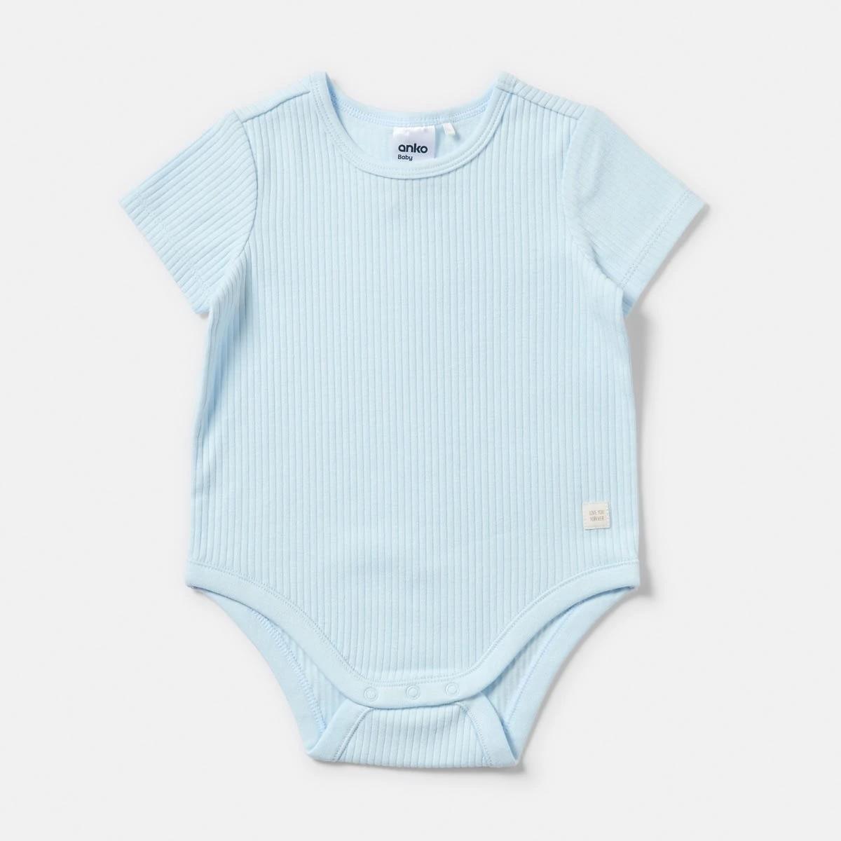 5 3 Pack Short Sleeve Rib Bodysuits ICE BLUE 3PK, 5 of 8