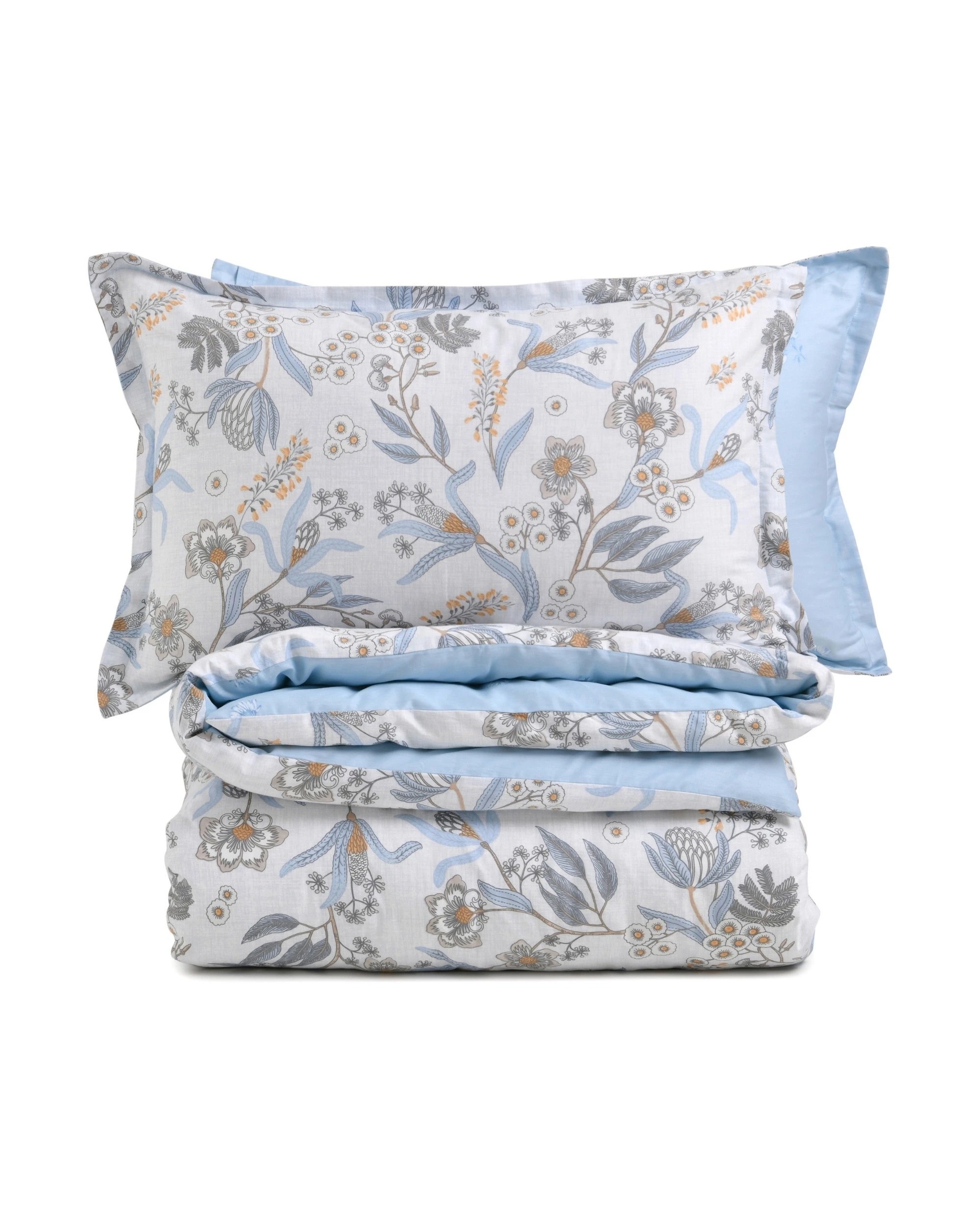 6 Dreamaker Calandra 100% Cotton Reversible Quilt Cover Set - King Bed - Blue, 6 of 7