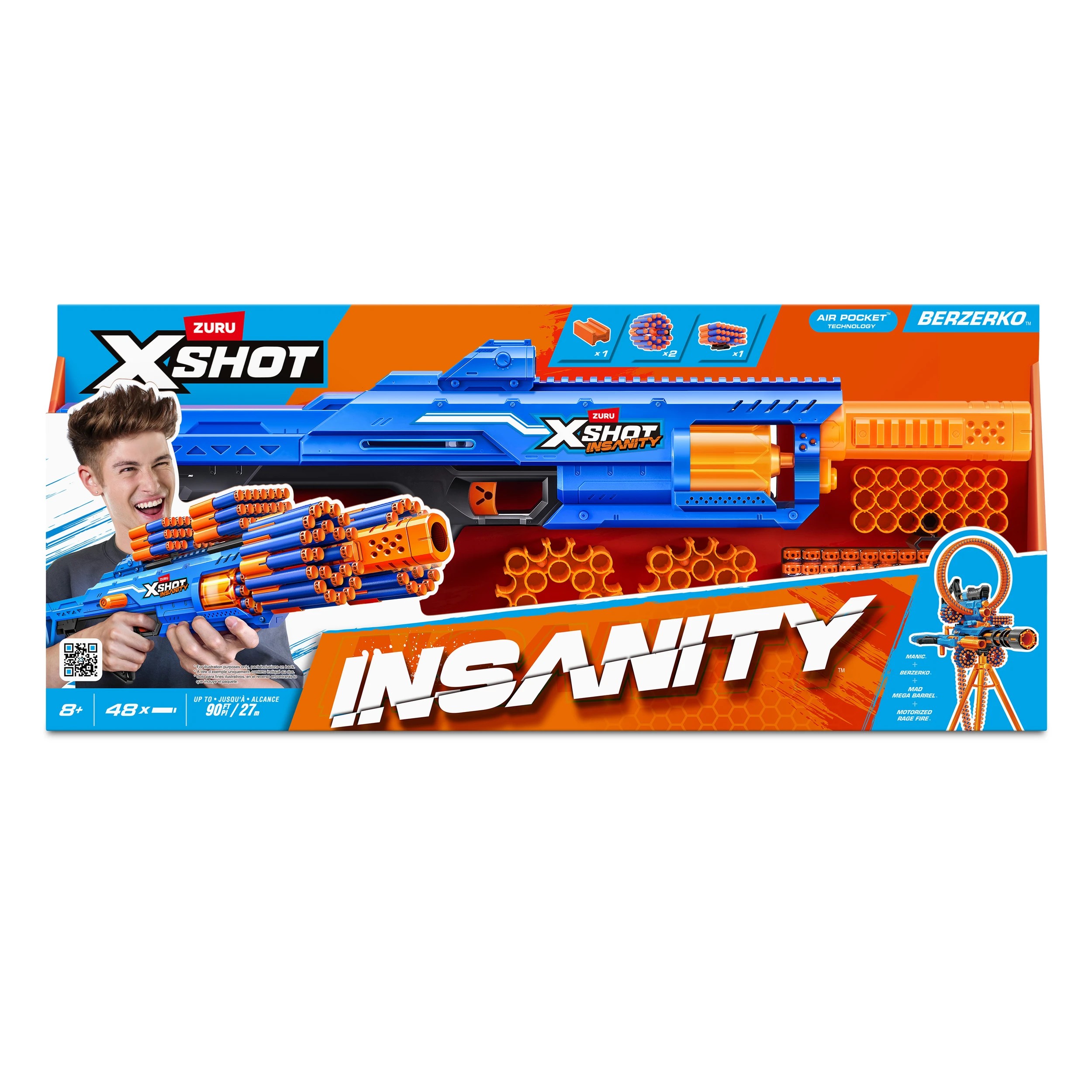 3 Zuru X-Shot Insanity Berzerko Blaster 48 Darts, 3 of 8