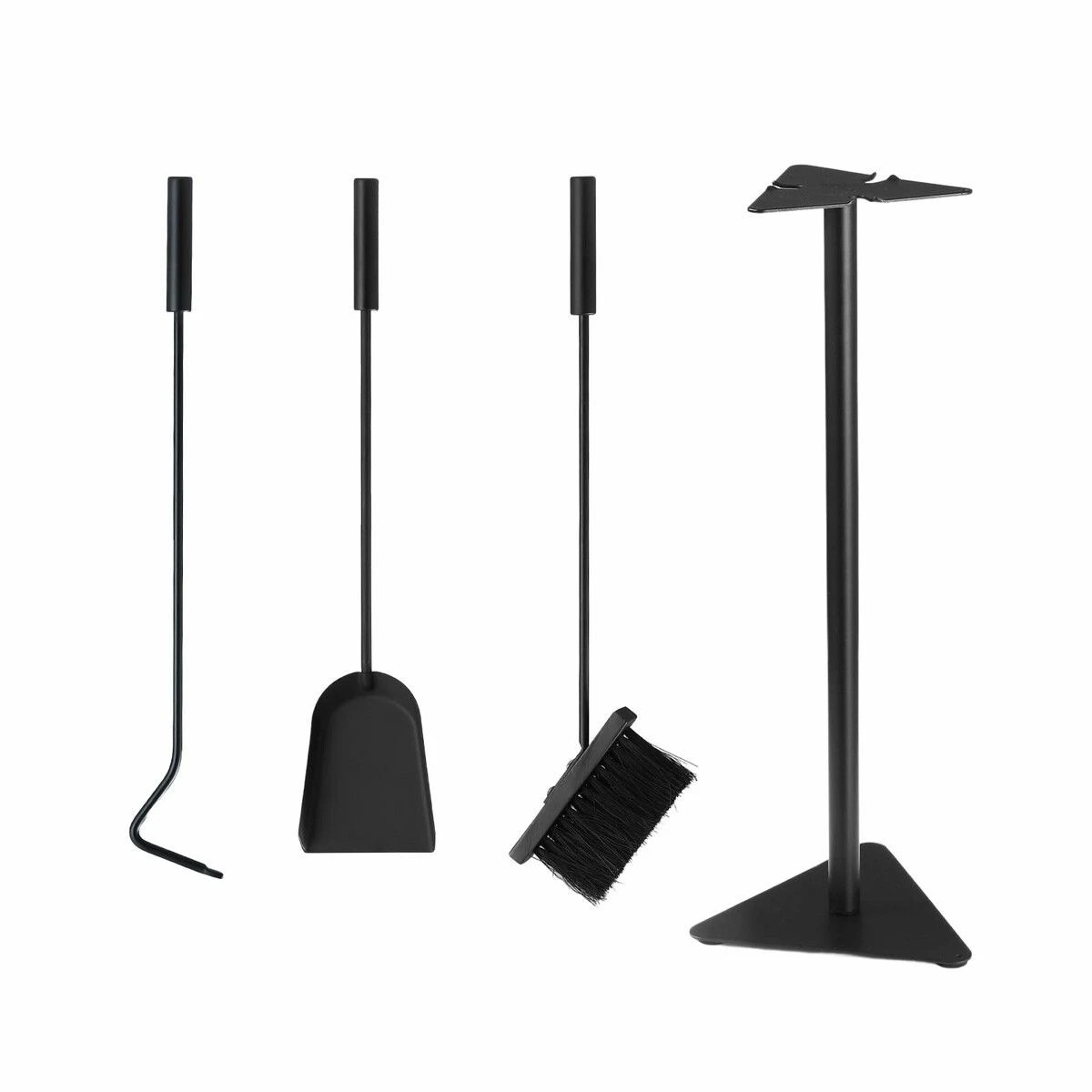 5 Ausway 4PCS Fireplace Tool Set Firepit Accessories Poker Fire Shovel Brush Stand Cast Iron Black, 5 of 5