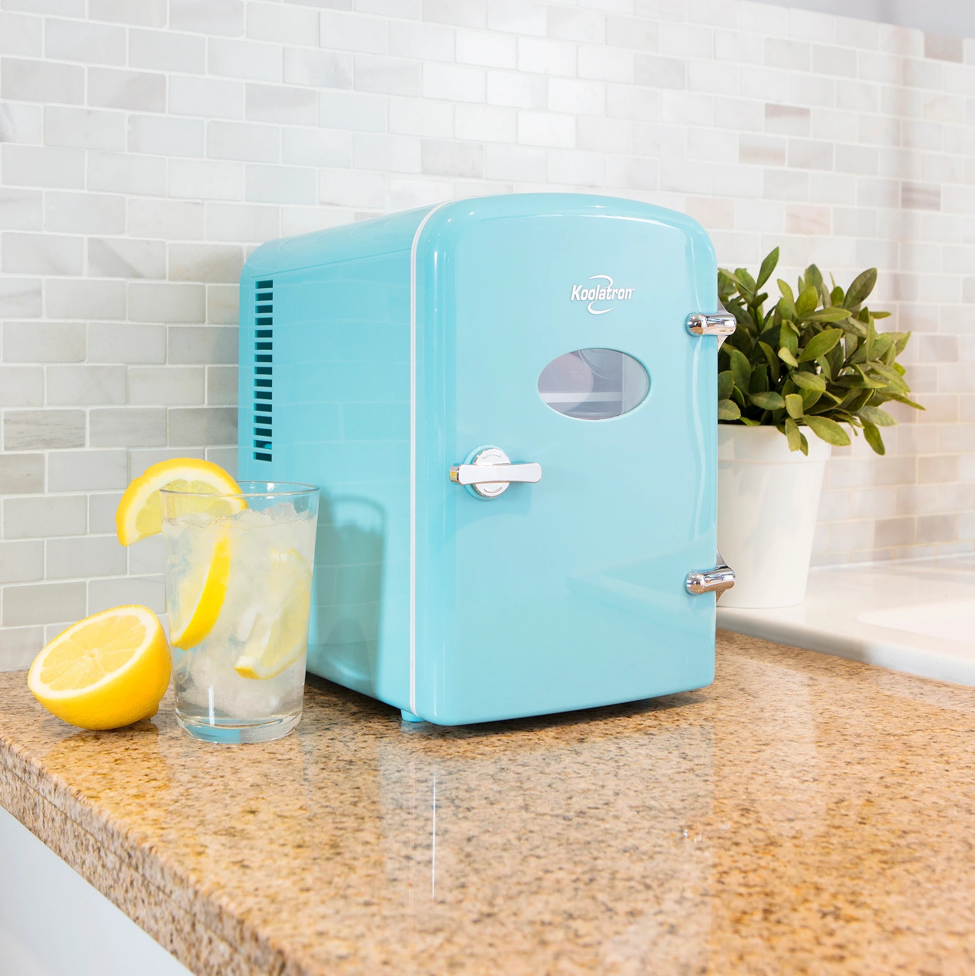1 Koolatron 4L Green Retro Mini Fridge - Aqua, 1 of 8