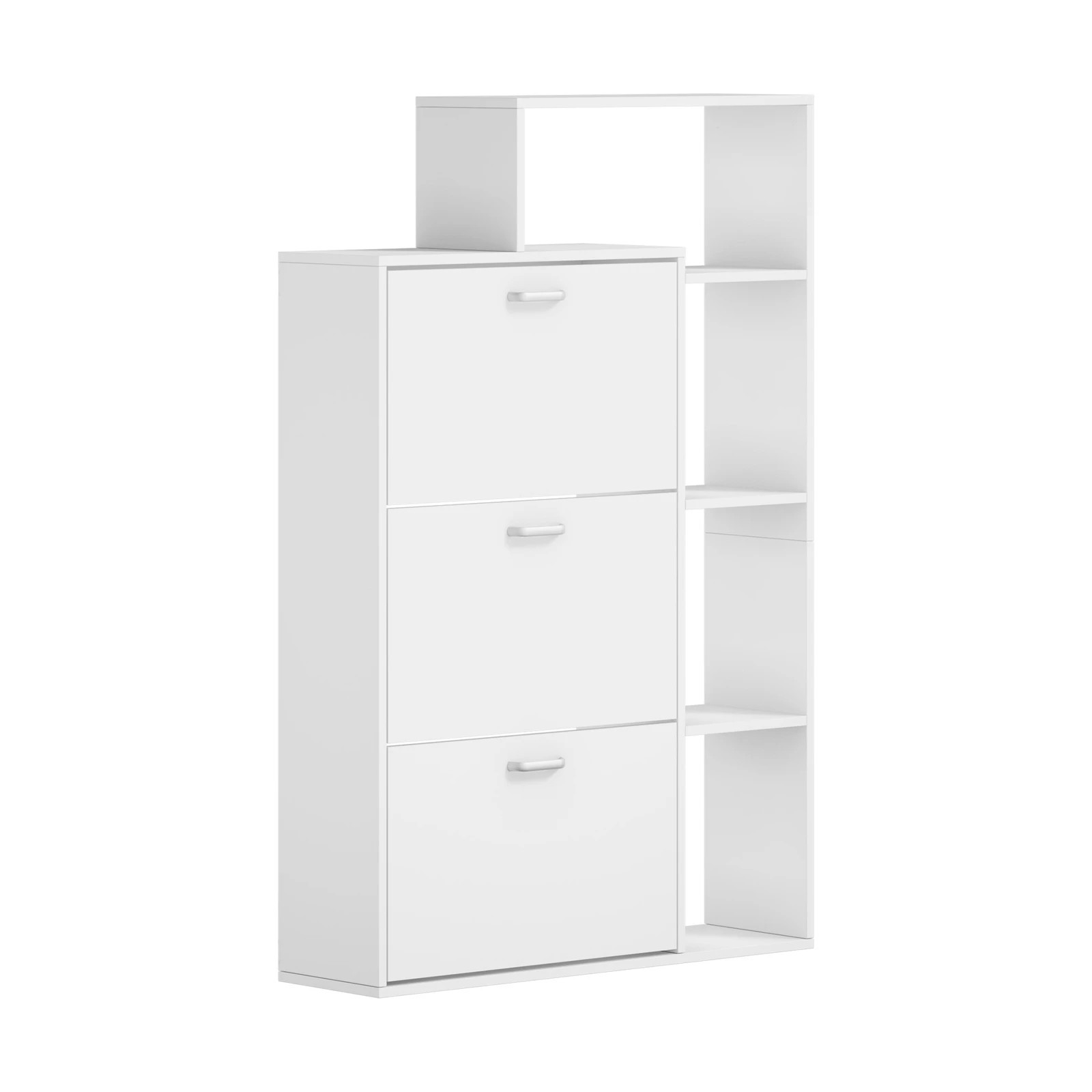 3 Oikiture Shoe Cabinet Storage 3 Doors Shoes Rack Display Shelves - White, 3 of 8