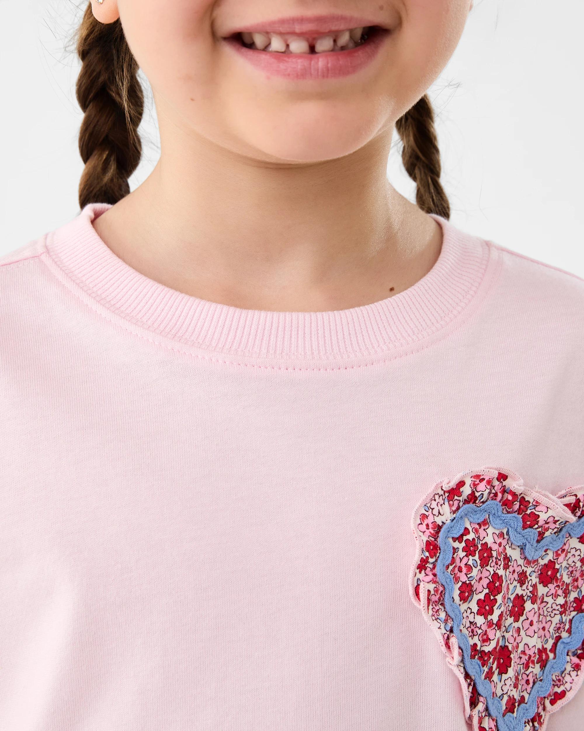 4 Short Sleeve Oversized Applique T-shirt Pnk Heart, 4 of 7