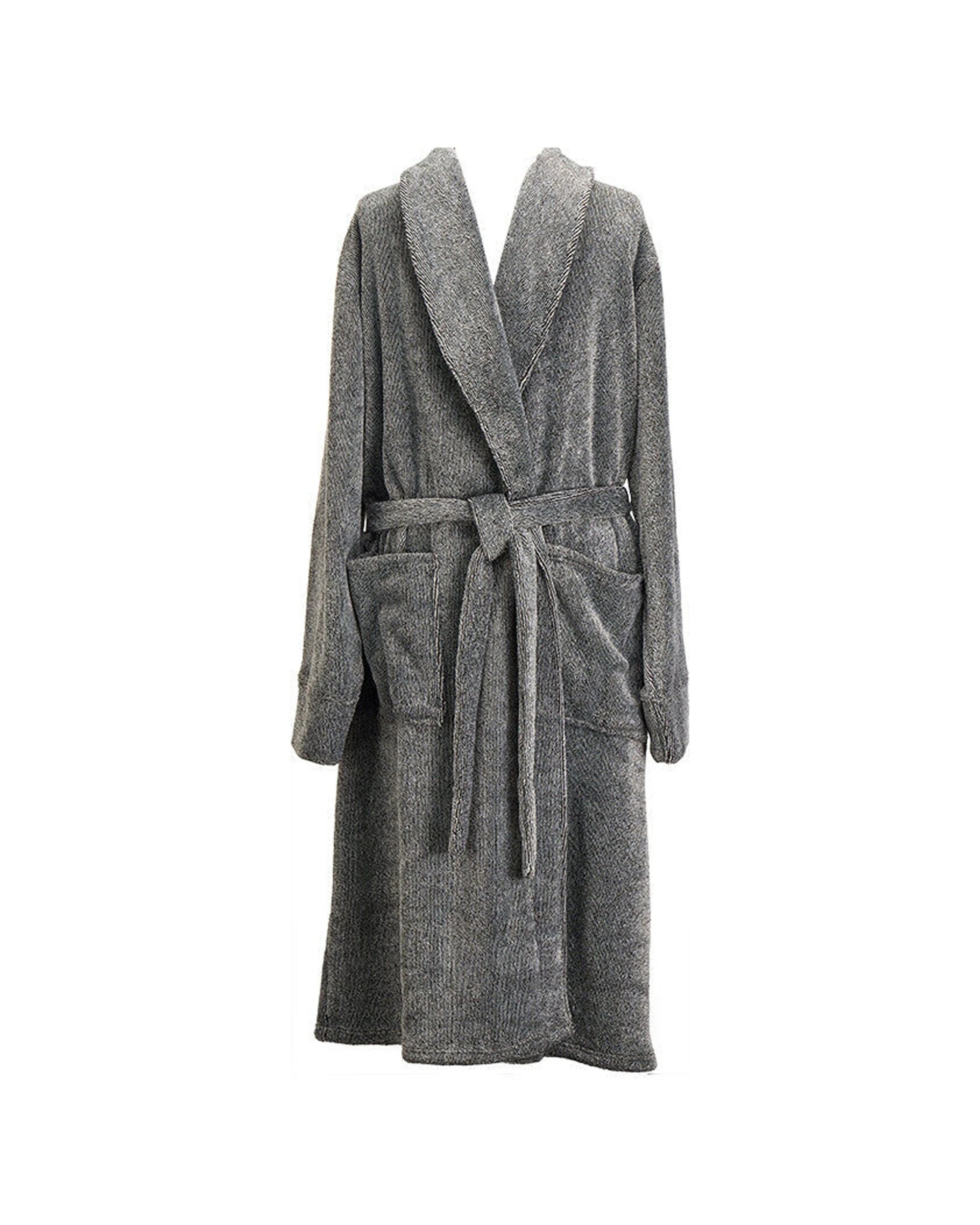 1 Annabel Trends Mens Bath Robe Loungewear Polyester - Black, 1 of 4