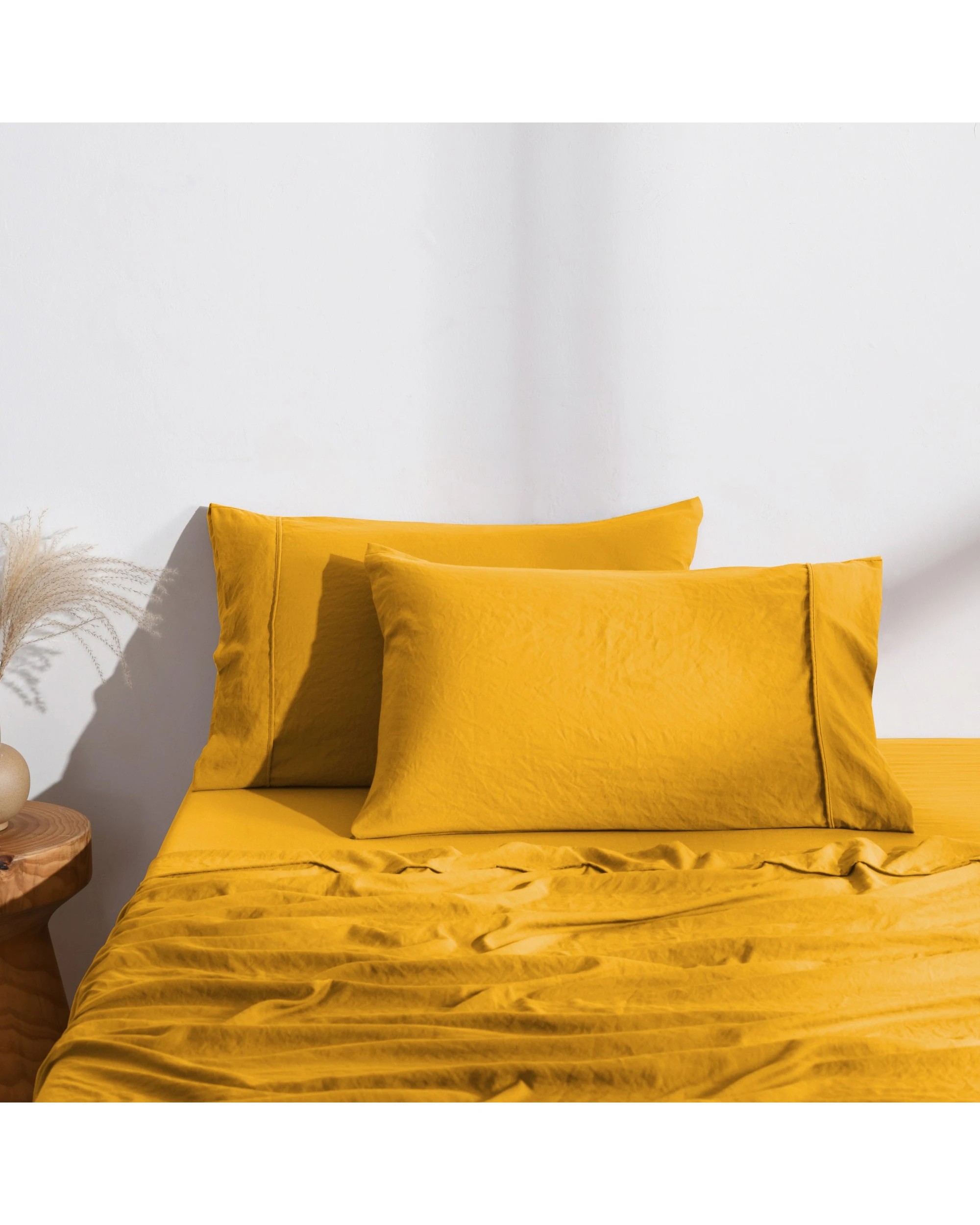 1 Dreamaker Superfine Washed Microfibre Standard Pillowcase Twin Pack - Mustard, 1 of 6