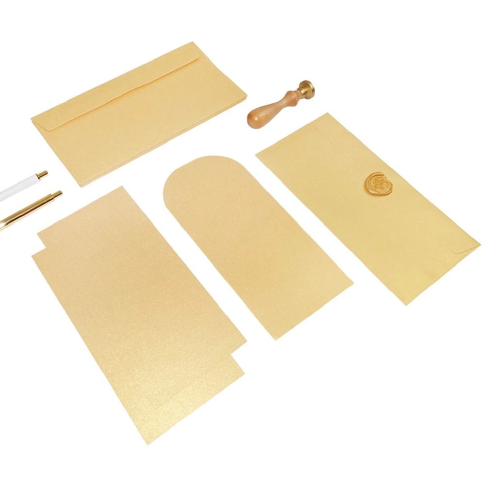 4 Quill DL Envelopes Metallique Autumn Gold 10 Pack, 4 of 4