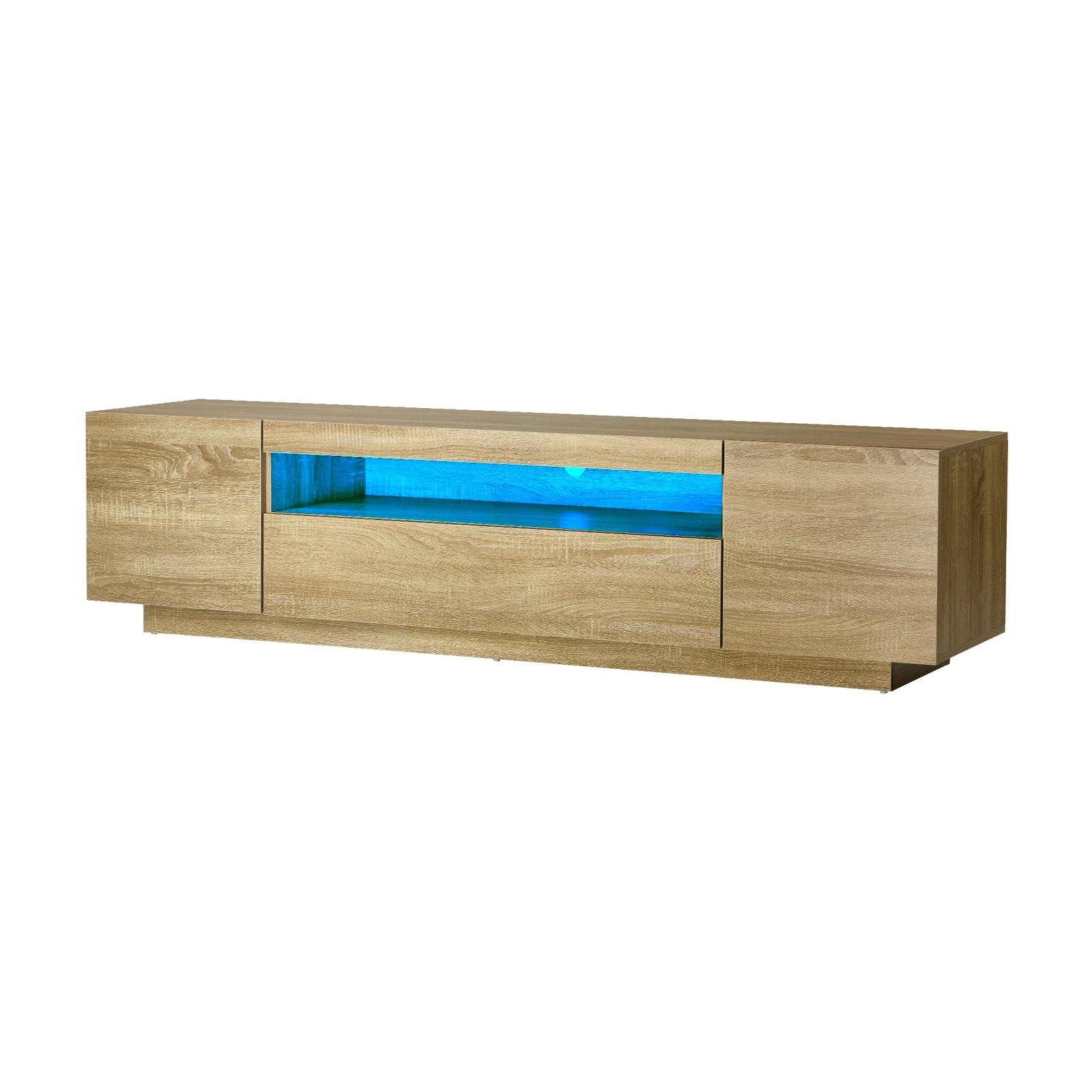 1 Oikiture TV Cabinet Entertainment Unit LED RGB 180cm - Natural, 1 of 9