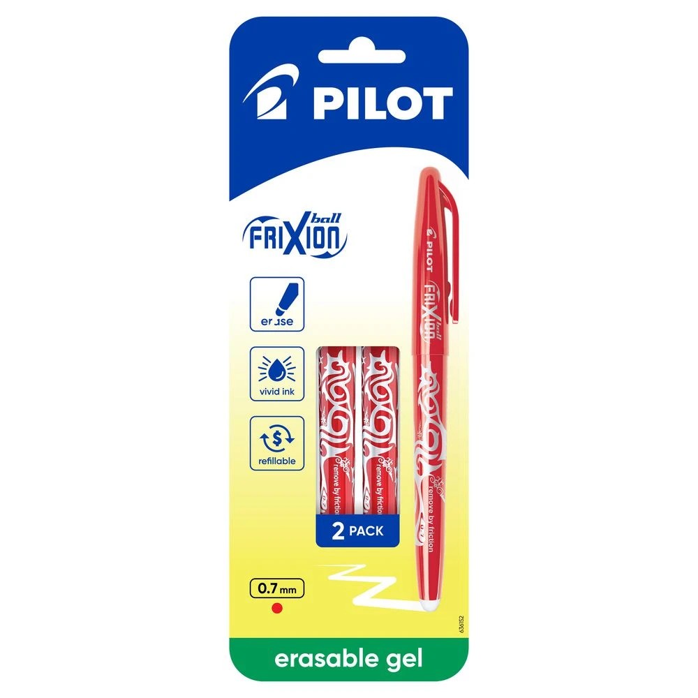 1 PILOT FriXion Ball Erasable Gel Pen 0.7mm Red 2 Pack, 1 of 9