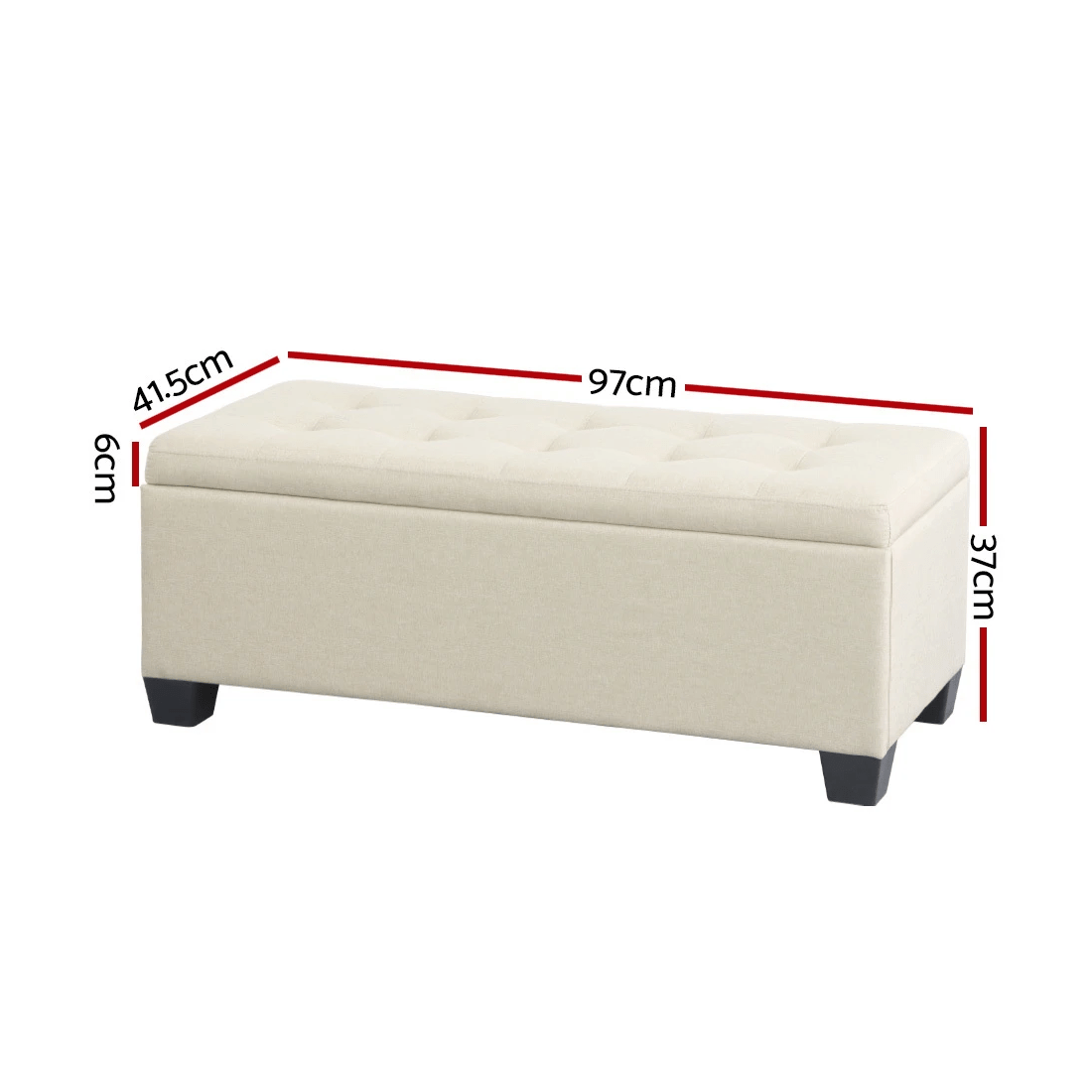 2 Artiss Storage Ottoman Blanket Box 97cm Linen - White, 2 of 7