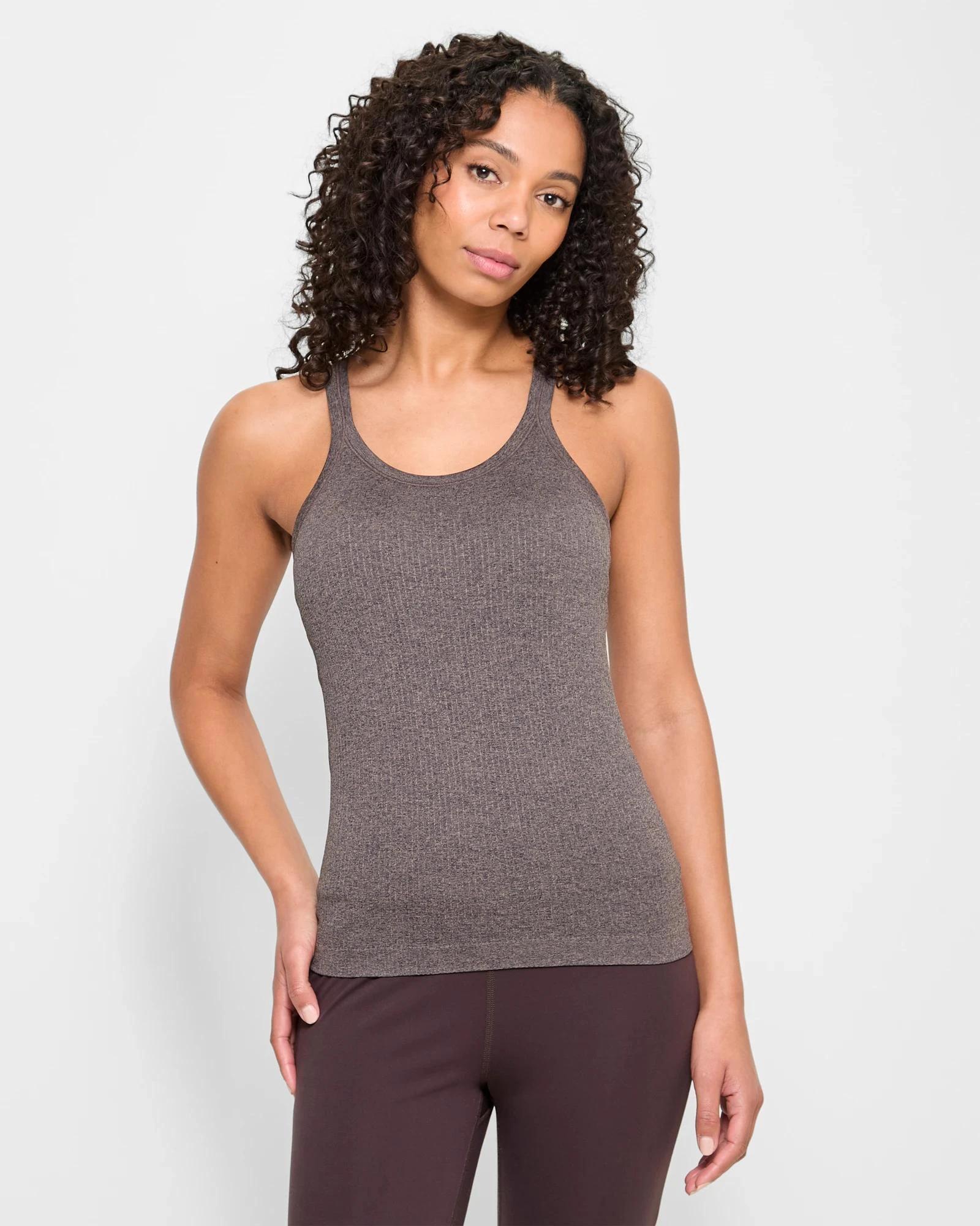 1 Target Active Studio Soft Ribbed Tank Top with Shelf Bra HICKORY, 1 of 5