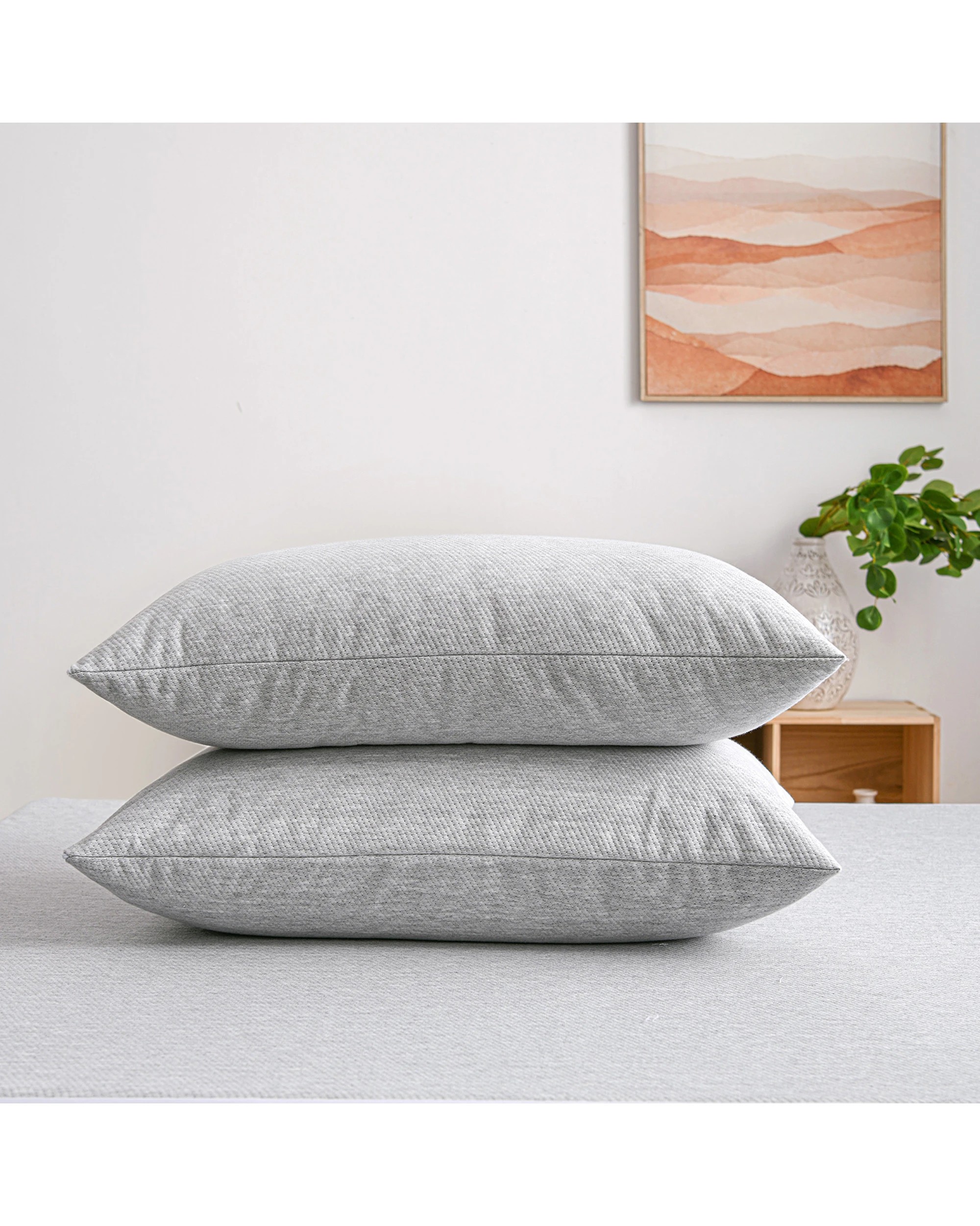 1 ESSN Bamboo Charcoal Waterproof Pillow Protector Twin Pack Standard Size 48 x 73cm - Charcoal, 1 of 9