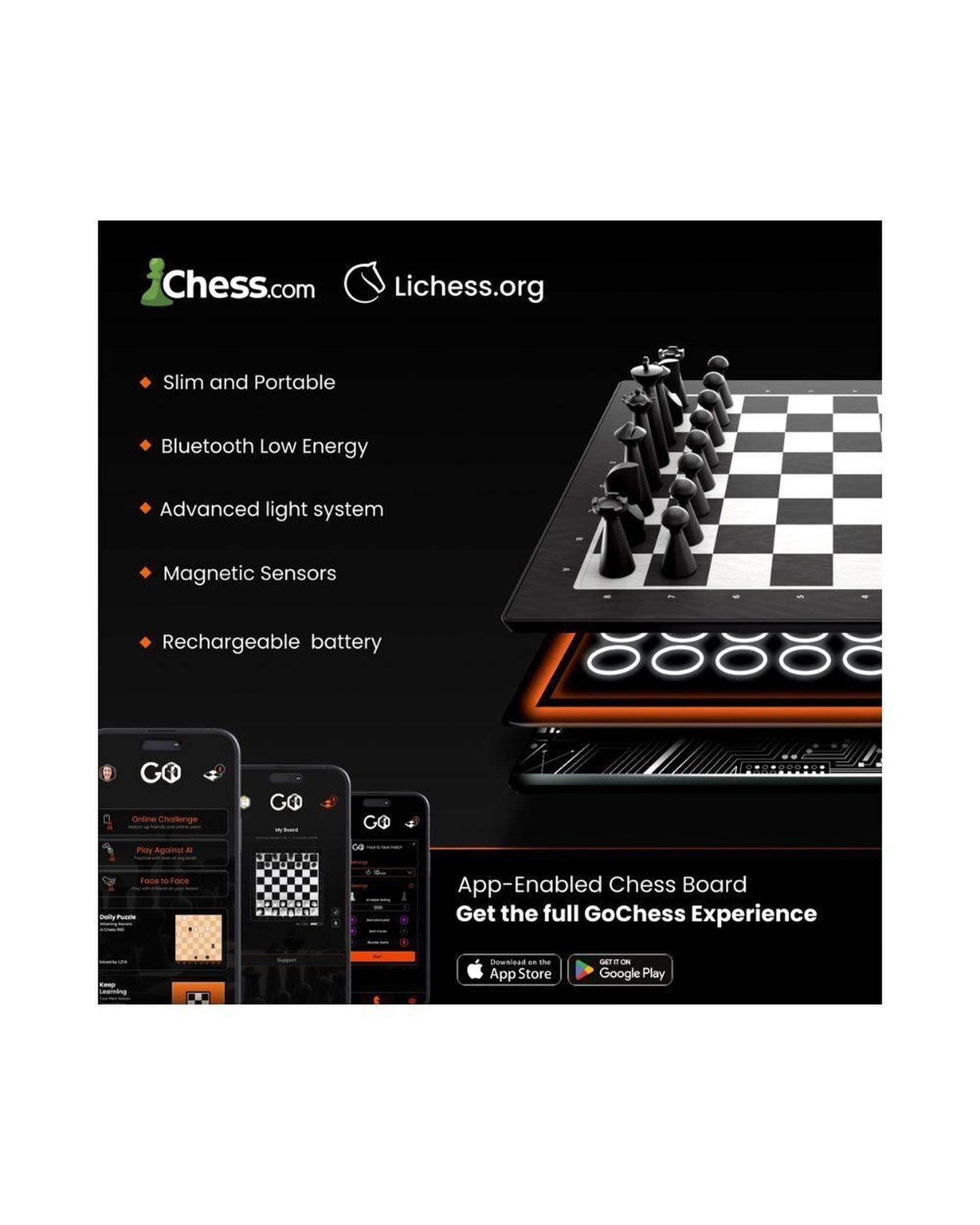 8 Particula GoChess Mini Smart Chess Board with App Integration, Light Indicators and Portable Design, 8 of 9