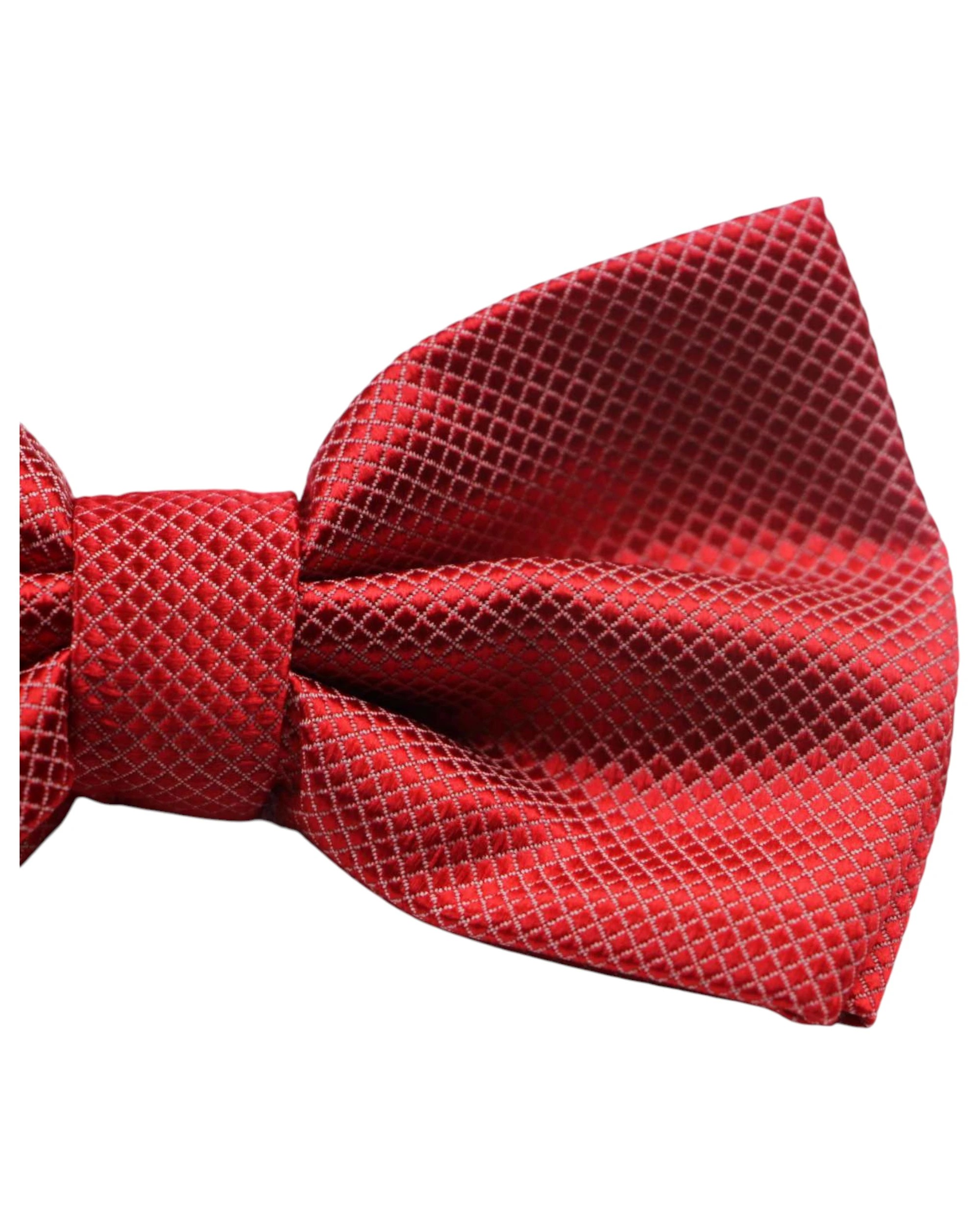 3 Zasel Mens Watermelon Red Plain Coloured Checkered Bow Tie - Red, 3 of 5