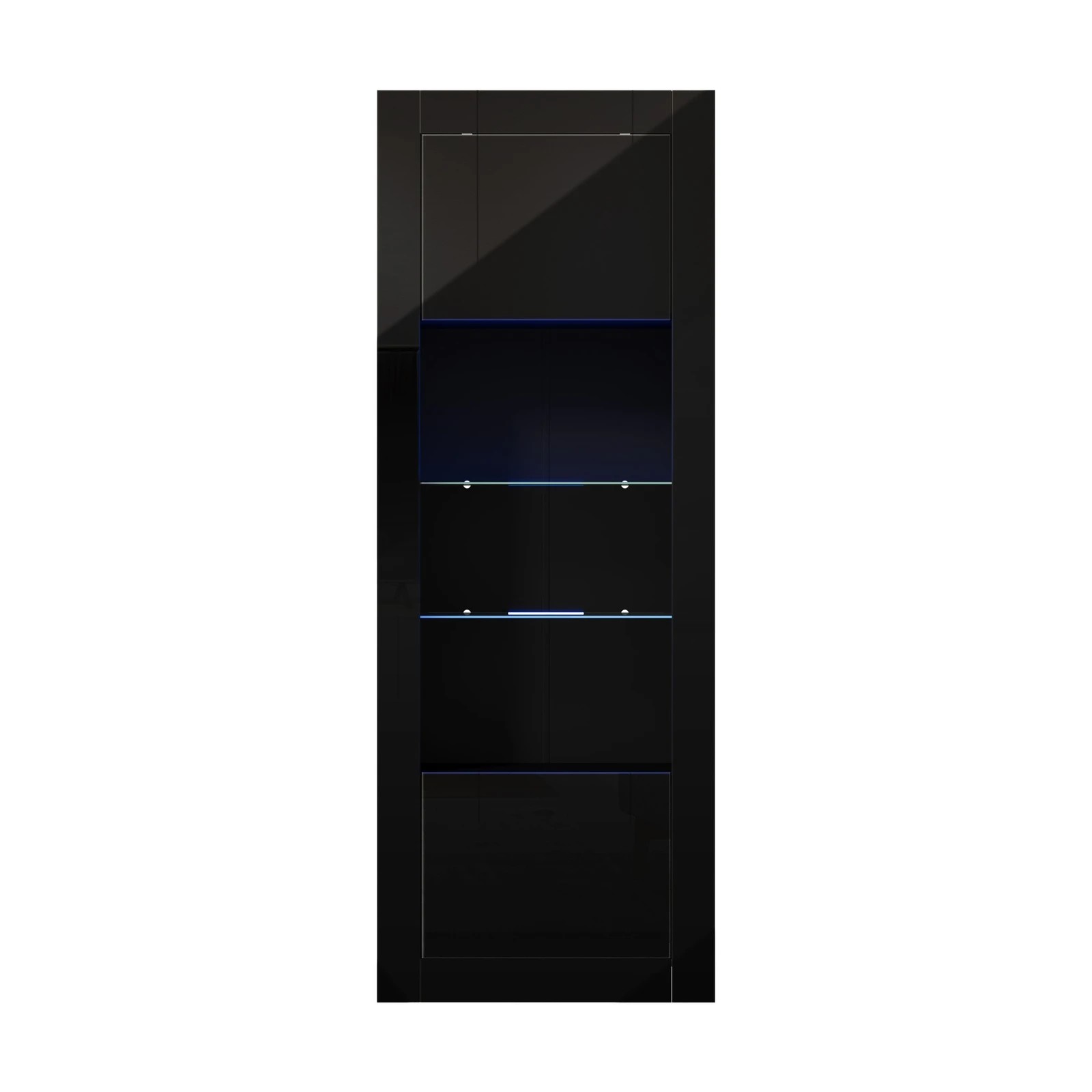 6 Oikiture 2PCS Display Cabinet Sideboard Buffet Storage Cupboard LED Light - Black, 6 of 8