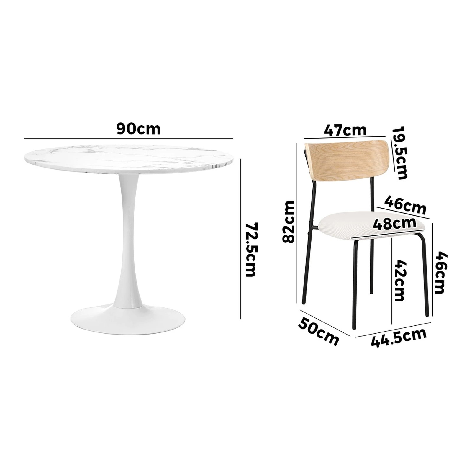 9 Oikiture 90cm Dining Table And Chairs 4-seater Kitchen Furniture Set
 - Multi, 9 of 10