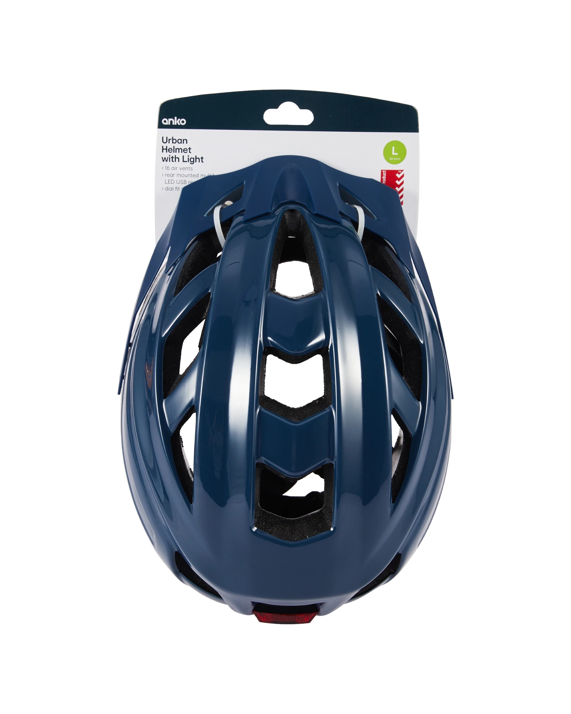 9 Urban Helmet with Light - Large, Blue, 9 of 9