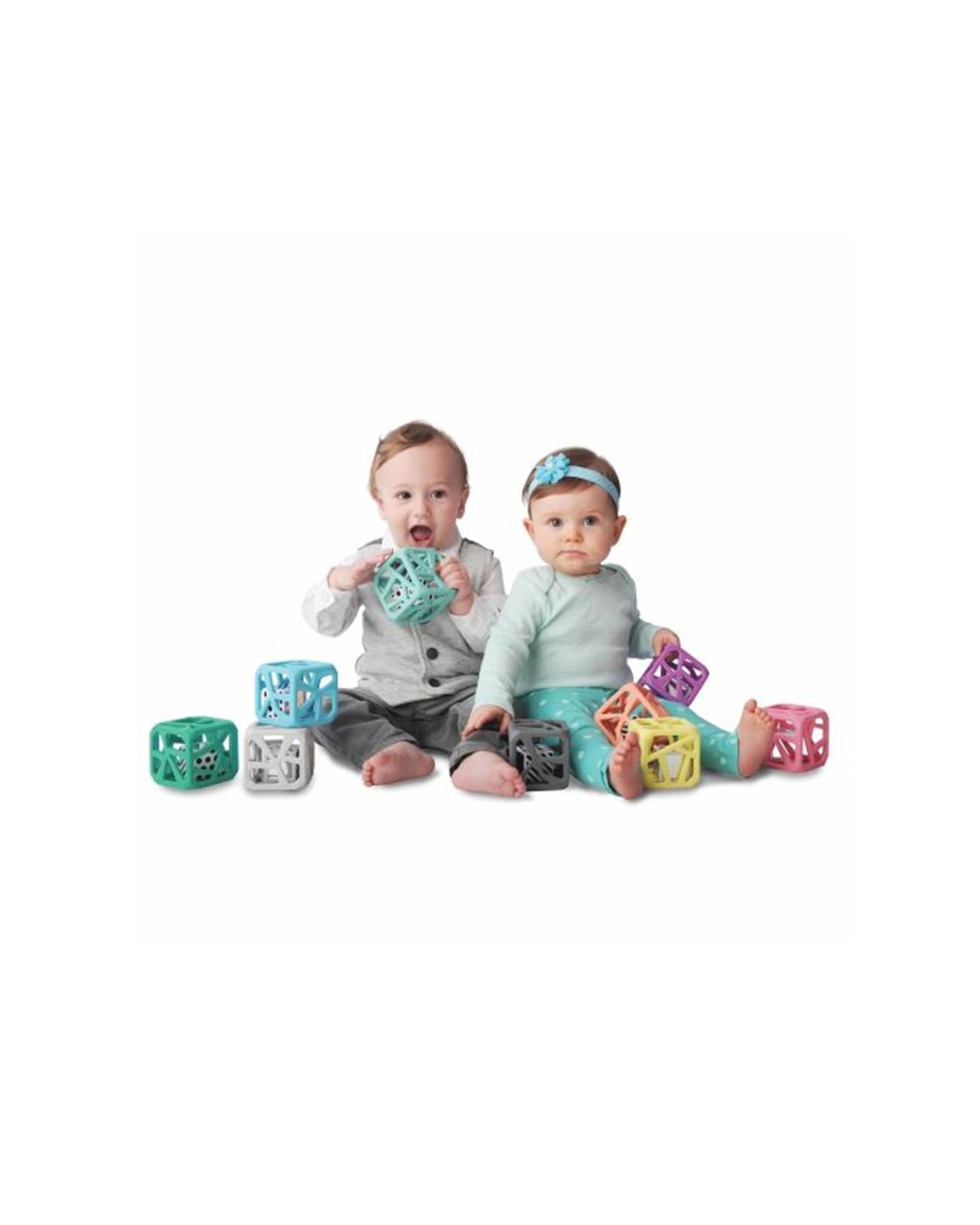 4 Malarkey Kids Chew Cube Easy-Grip Silicone Teether Rattle Baby Toy - Pink, 4 of 4