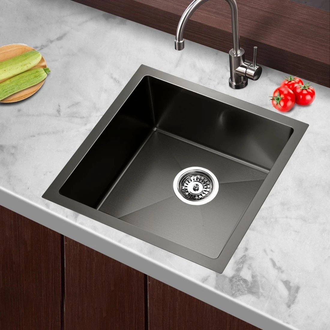 5 Cefito Kitchen Sink 44X44CM Stainless Steel Basin Single Bowl - Black, 5 of 7