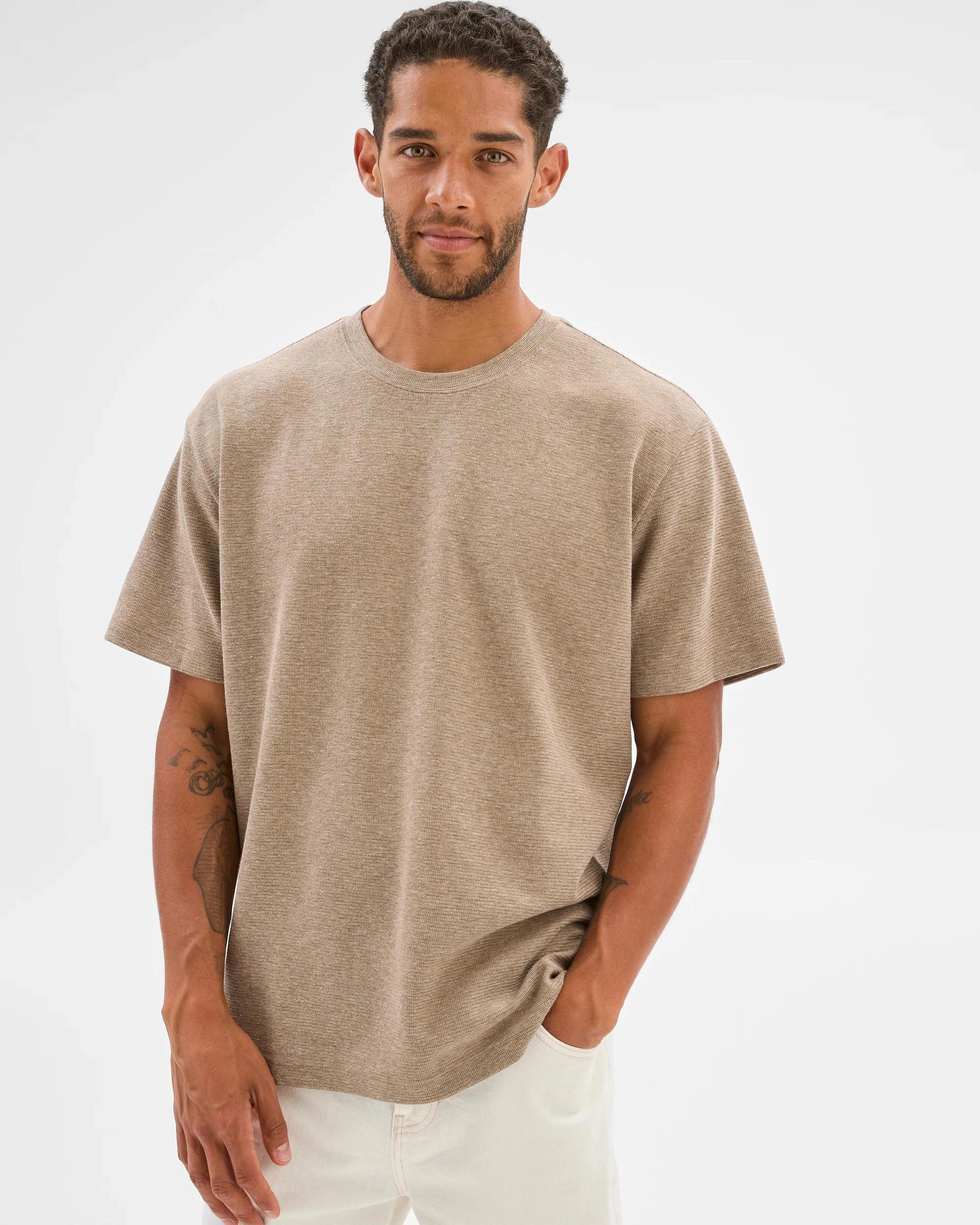 3 Target Australian Cotton Blend Textured T-Shirt MUSHROOM, 3 of 7