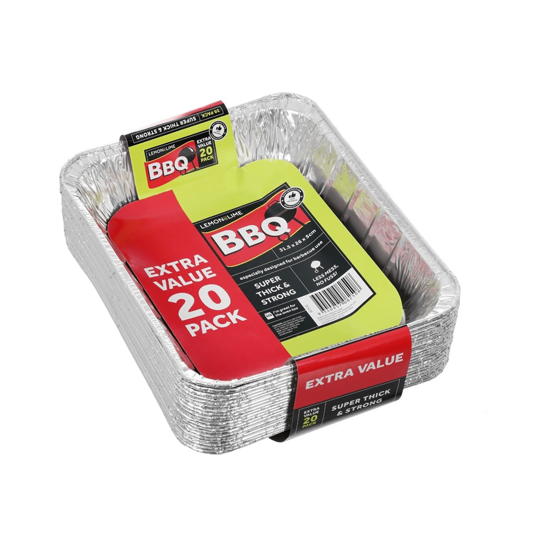 1 20pc Lemon & Lime 31.5cm Disposable Aluminium Foil Bbq/oven Roasting/baking Tray
 - Silver, 1 of 3