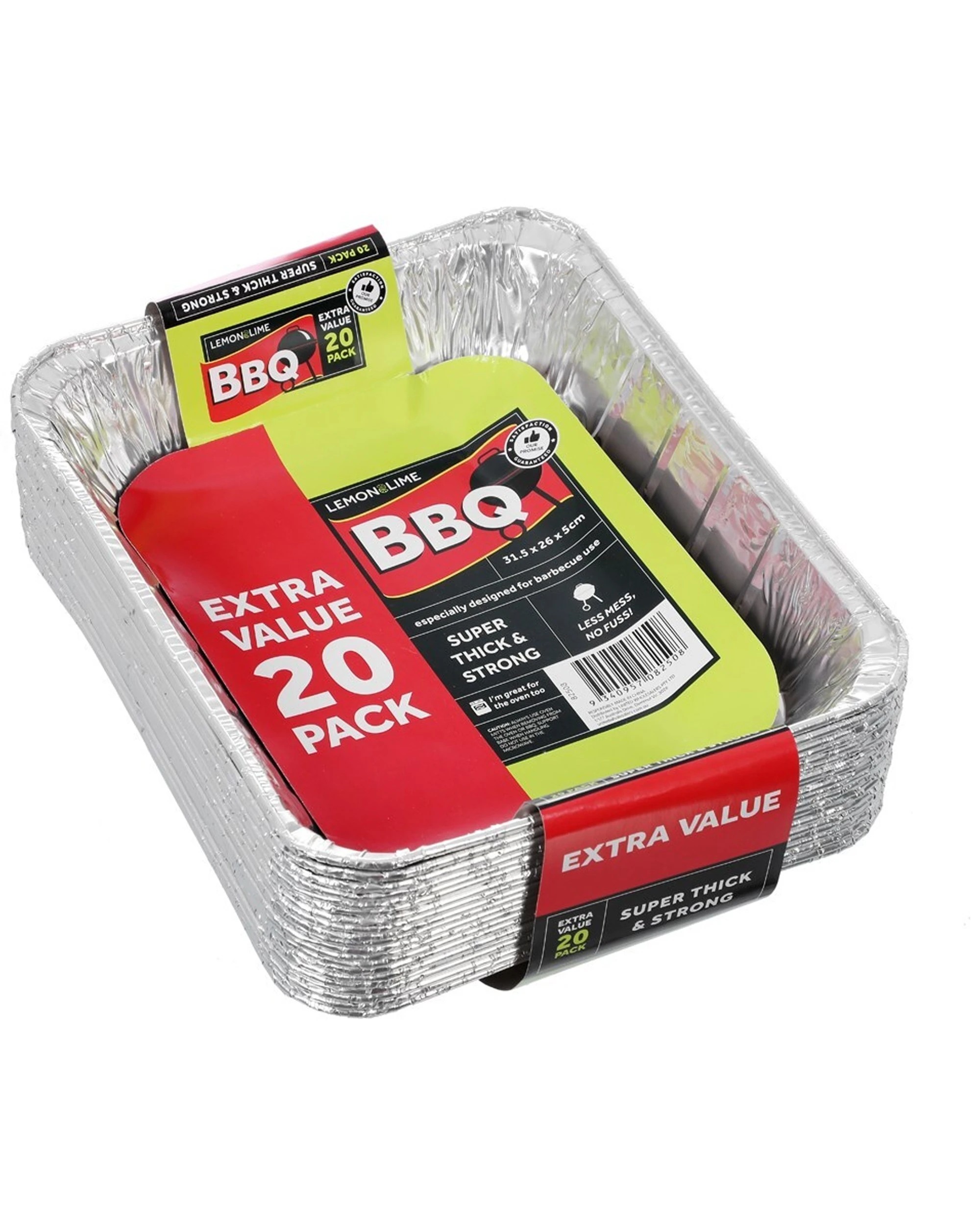 1 20pc Lemon & Lime 31.5cm Disposable Aluminium Foil Bbq/oven Roasting/baking Tray
 - Silver, 1 of 3