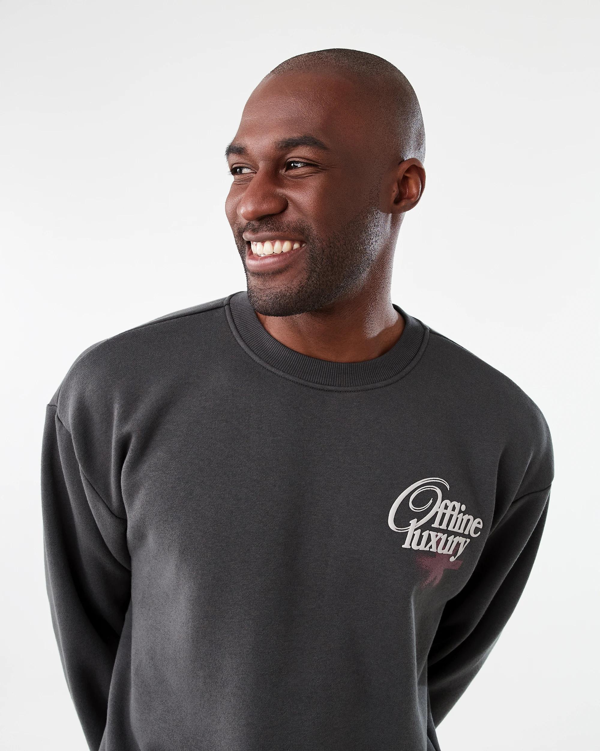 4 Oversized Print Crew Neck Sweatshirt Blk Offlne, 4 of 8