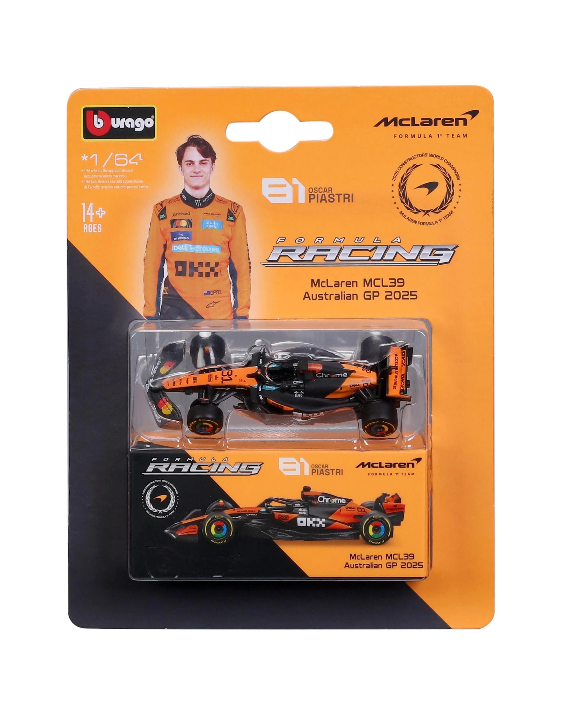 1 Bburago F1 Premium 2025 McLaren MCL39 #81 Piastri 1:64 Diecast Vehicle with Box, 1 of 5