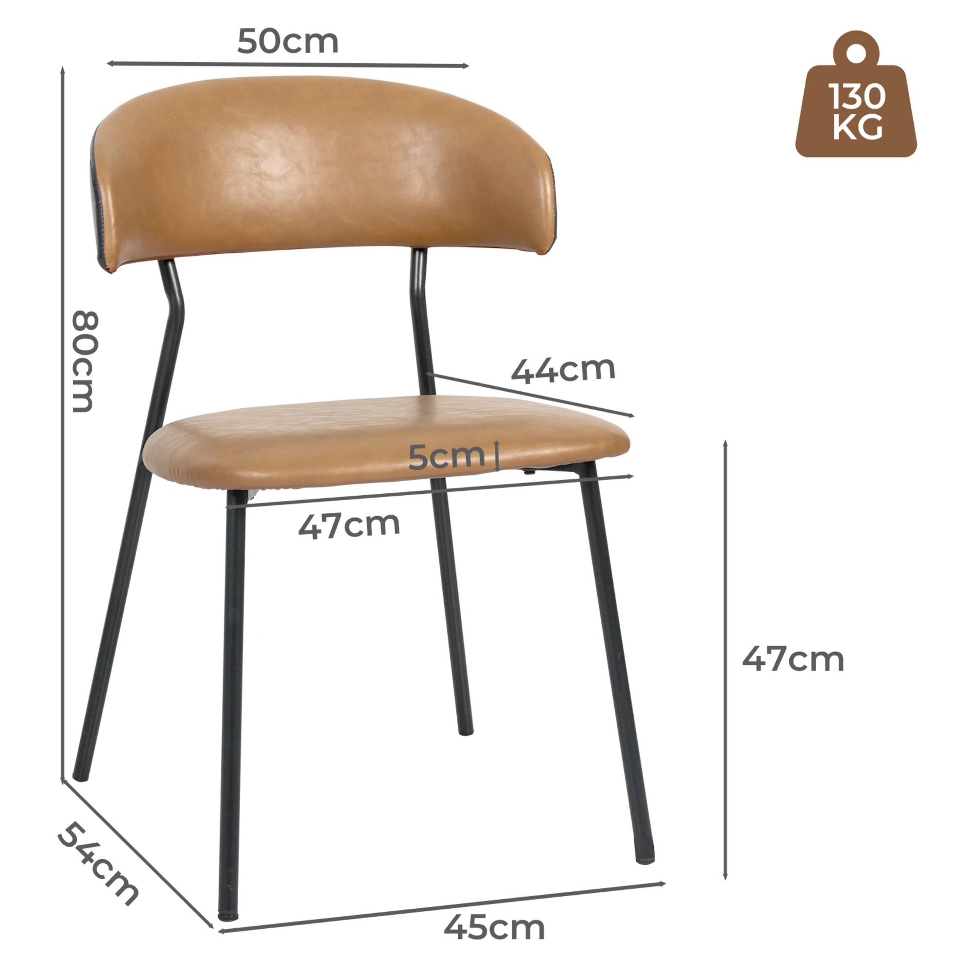 3 Levede 2x PU Leather Padded  Dining Chairs - Natural, 3 of 9