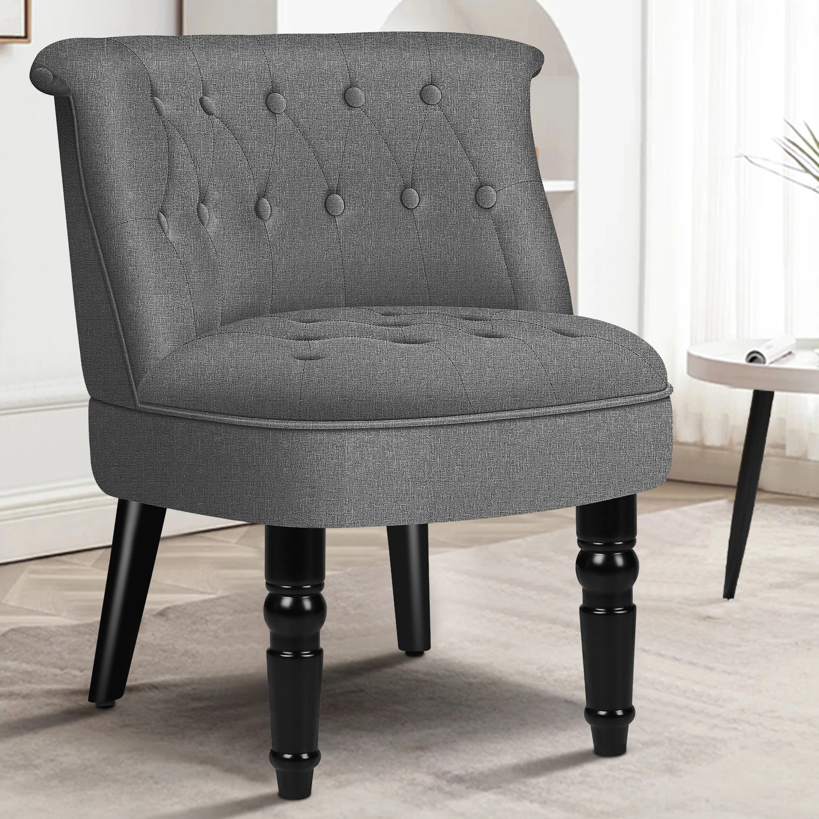 2 Alfordson Armchair Lounge Chair Wingback Accent Tufted Chair Fabric Sofa - Grey, 2 of 9