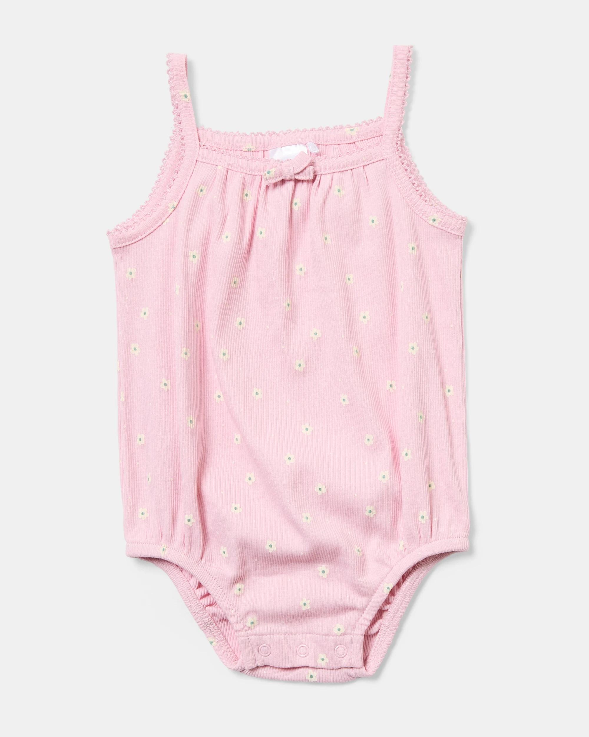 5 3 Pack Sleeveless Rib Bodysuits Daisies, 5 of 9