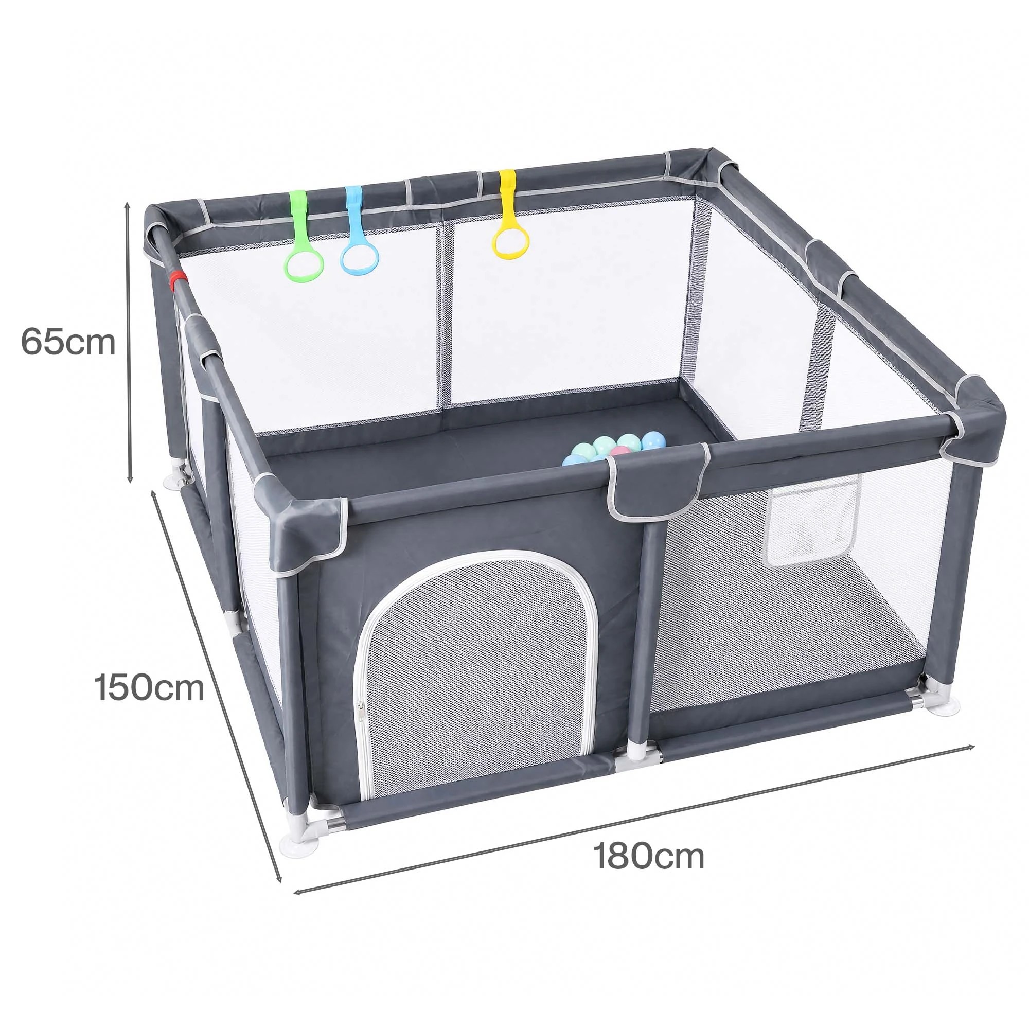 3 BoPeep Baby Playpen Large Play Pen Foldable Mesh Oxford - Grey - Grey, 3 of 8