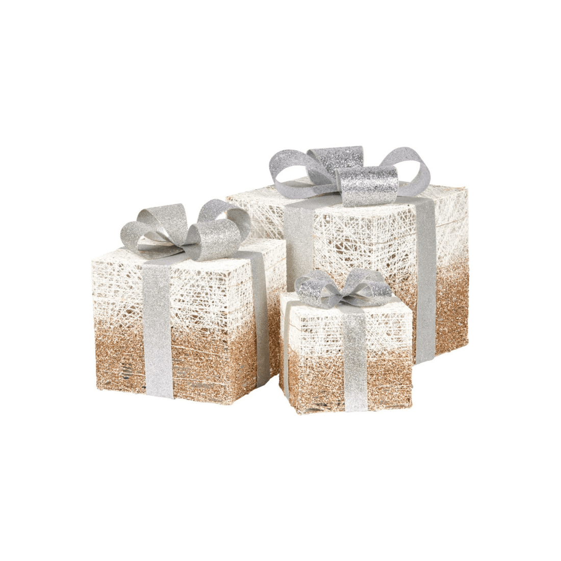 2 Christabelle 3 Piece Christmas Present Display Set with Lights - Champagne Finish, 2 of 3