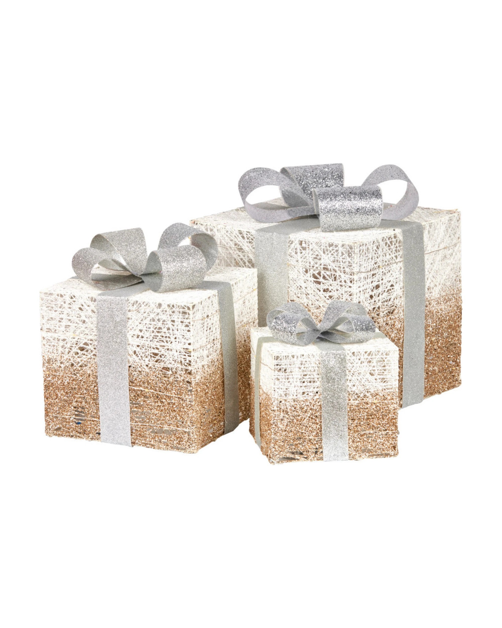 2 Christabelle 3 Piece Christmas Present Display Set with Lights - Champagne Finish, 2 of 3