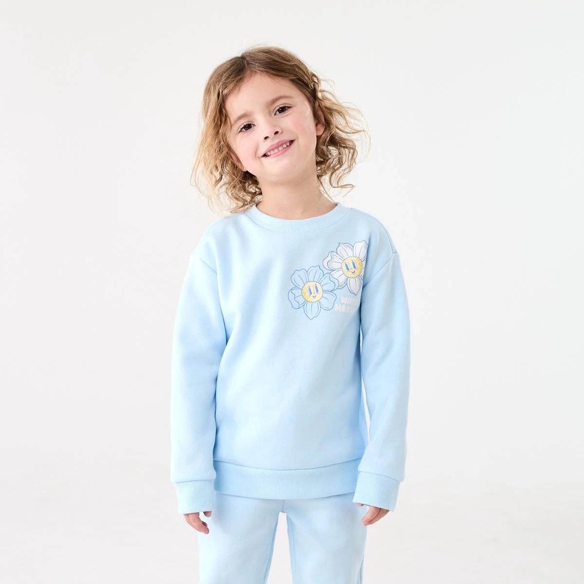 1 Print Crew Neck Sweatshirt WATCH ME GROW BLUE, 1 of 7