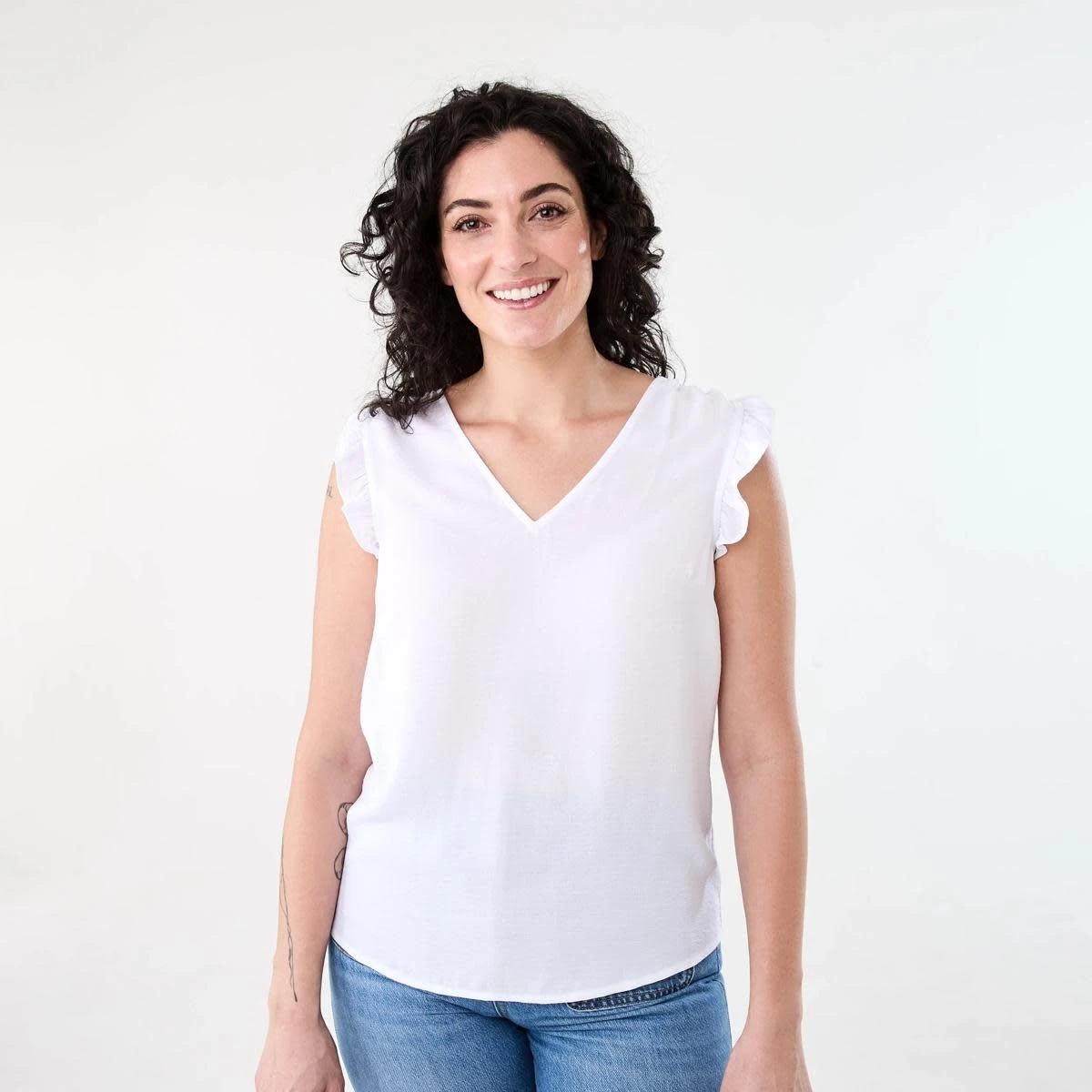 1 Sleeveless Frill Top WHITE, 1 of 6