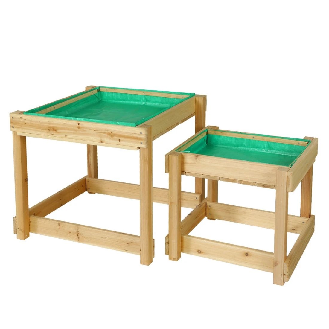 1 Keezi Kids Sandpit Wooden Sandbox Sand Pit Water Table Outdoor Toys 101cm - Natural, 1 of 5