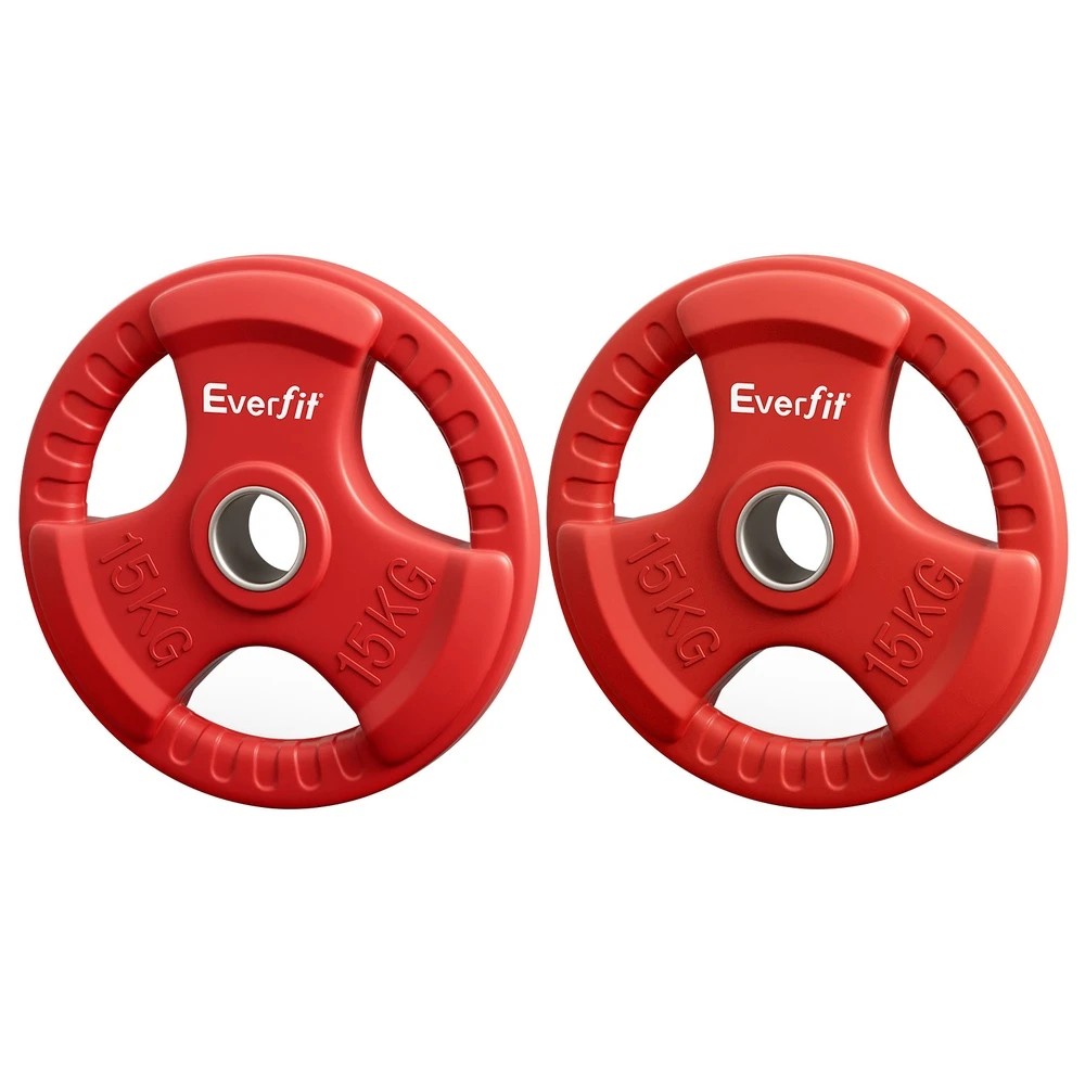 1 Everfit Weight Plates Olympic 15kgx2 Dumbbell Barbell Plate Weight Lifting Home - Red, 1 of 6