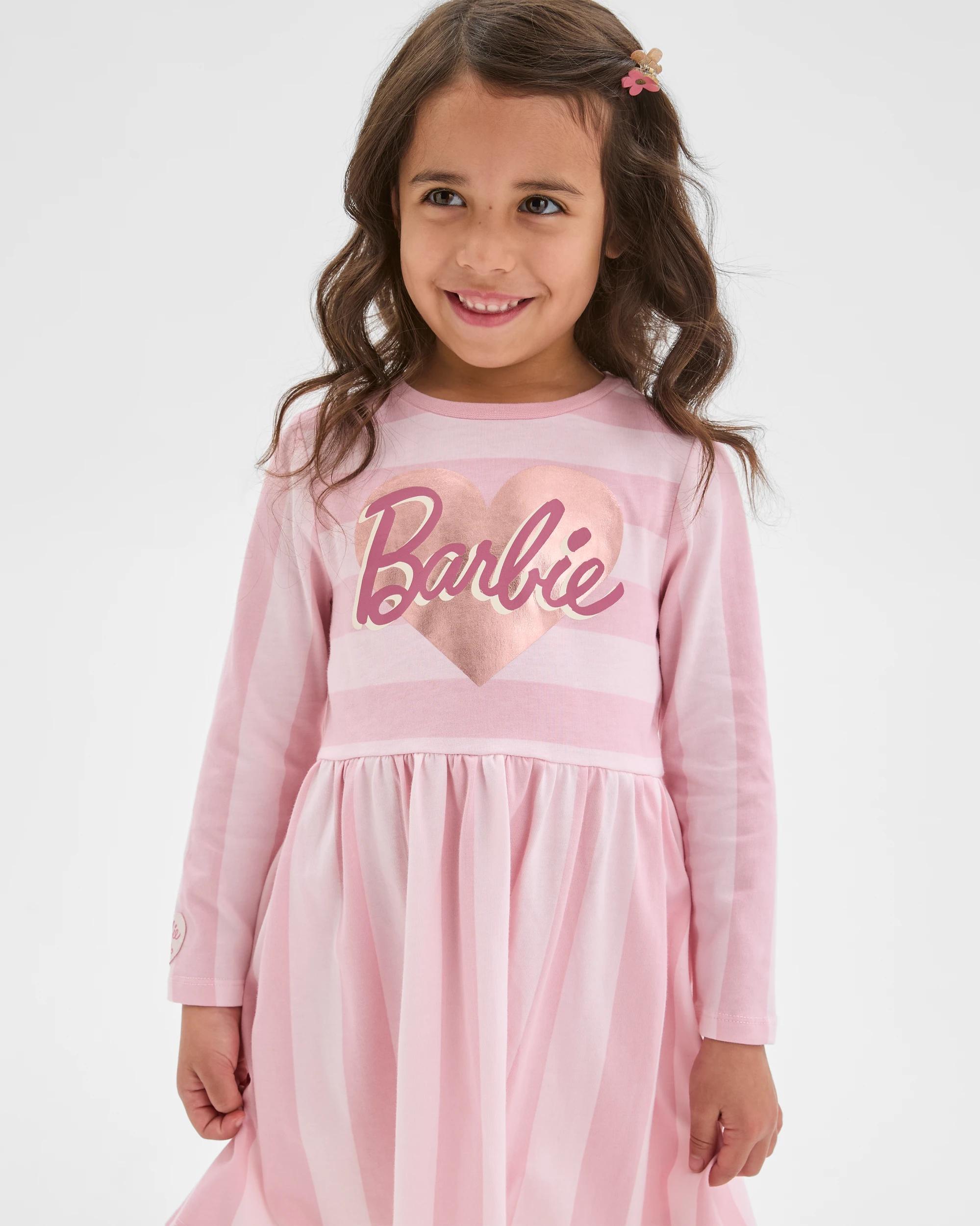 2 Barbie Australian Cotton Jersey Dress PINK STRIPE, 2 of 6