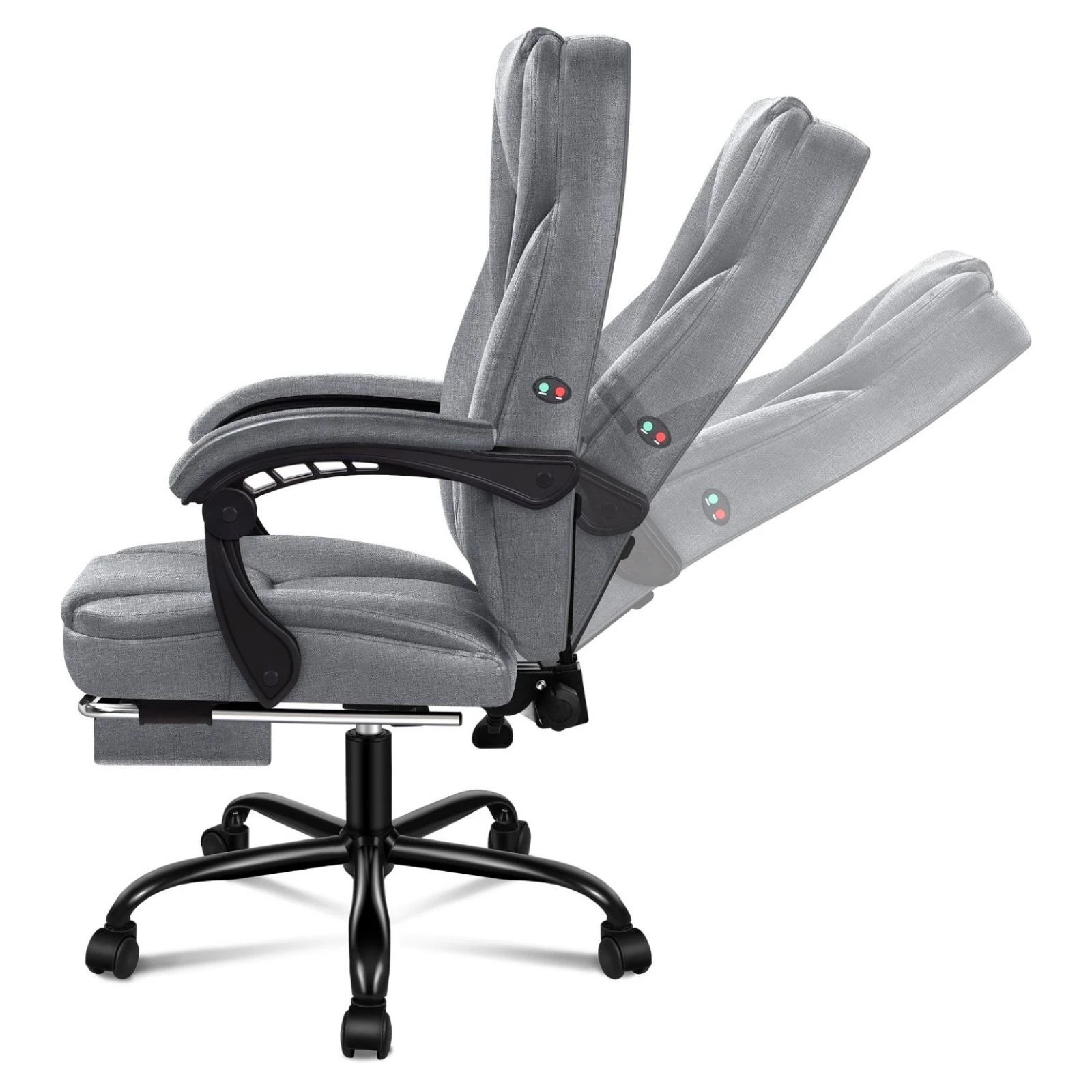 5 Alfordson Massage Office Chair Executive Fabric Seat Gaming Recliner Computer - Grey, 5 of 10