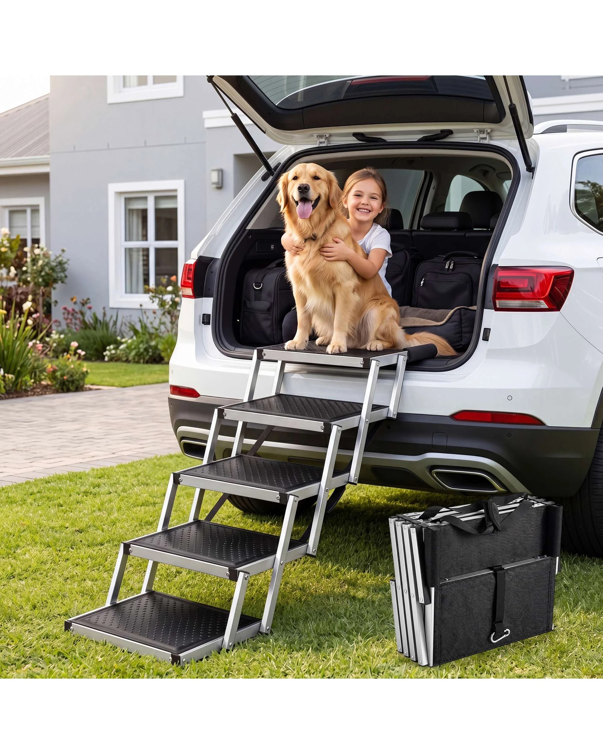 3 Advwin Pet Ramp Dog Stairs Steps Foldable, 3 of 9