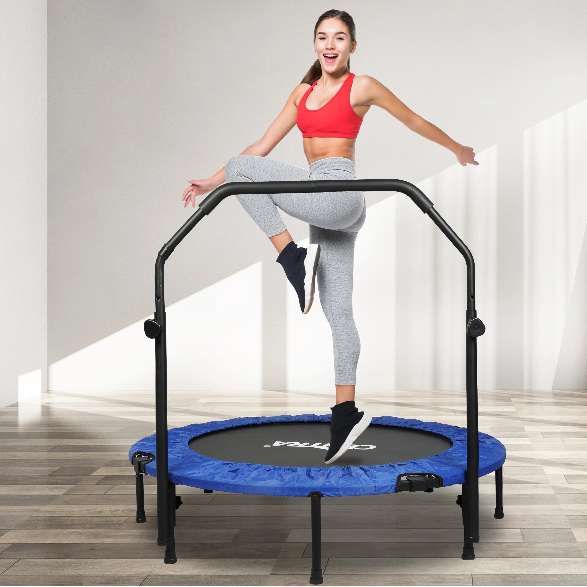 7 Centra 48" Mini Trampoline Rebounder Folding Fitness Exercise Home Gym Indoor, 7 of 9