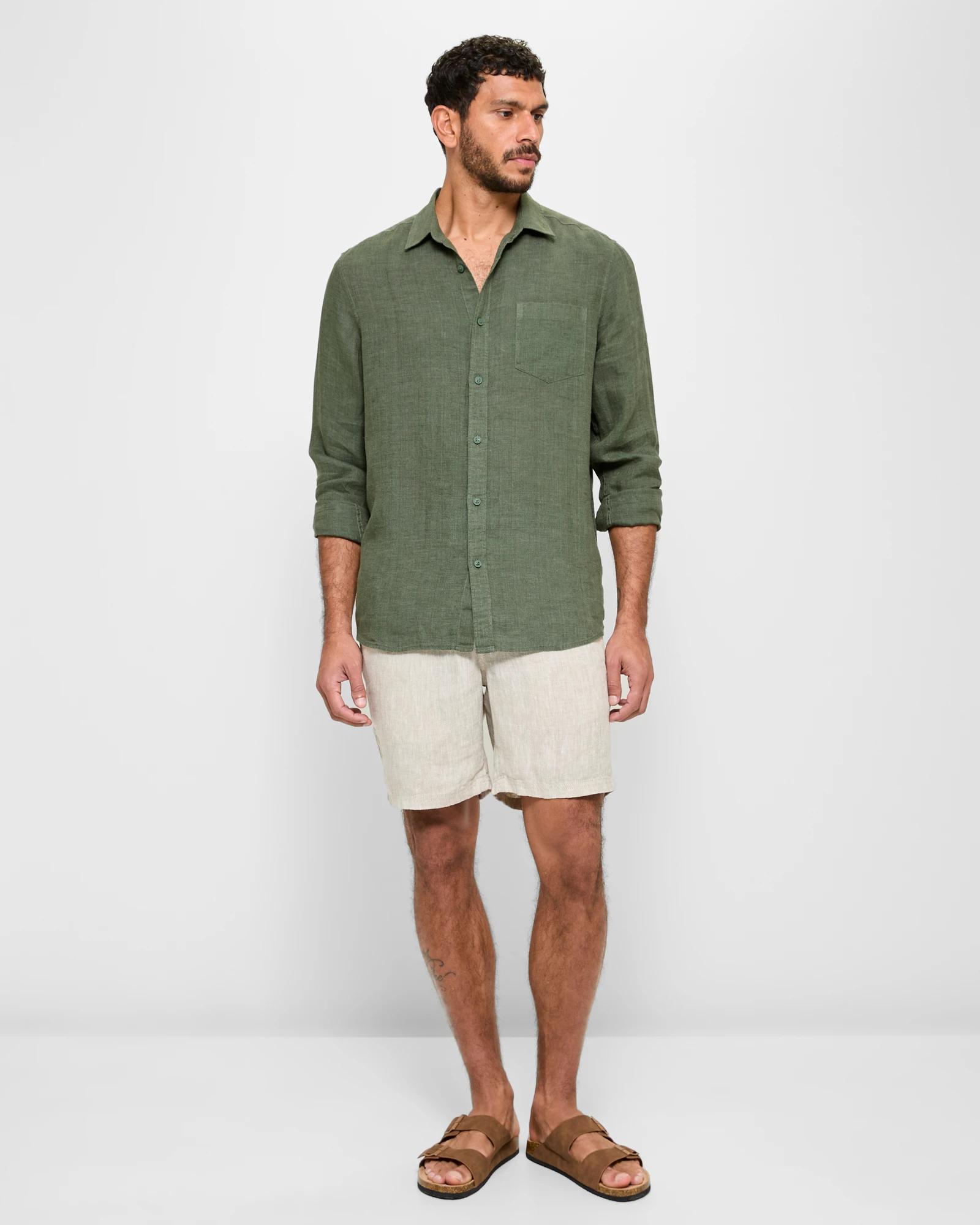 2 Target Man European Linen Men's Long-sleeve Shirt — Lightweight, Regular Fit KHAKI, 2 of 5