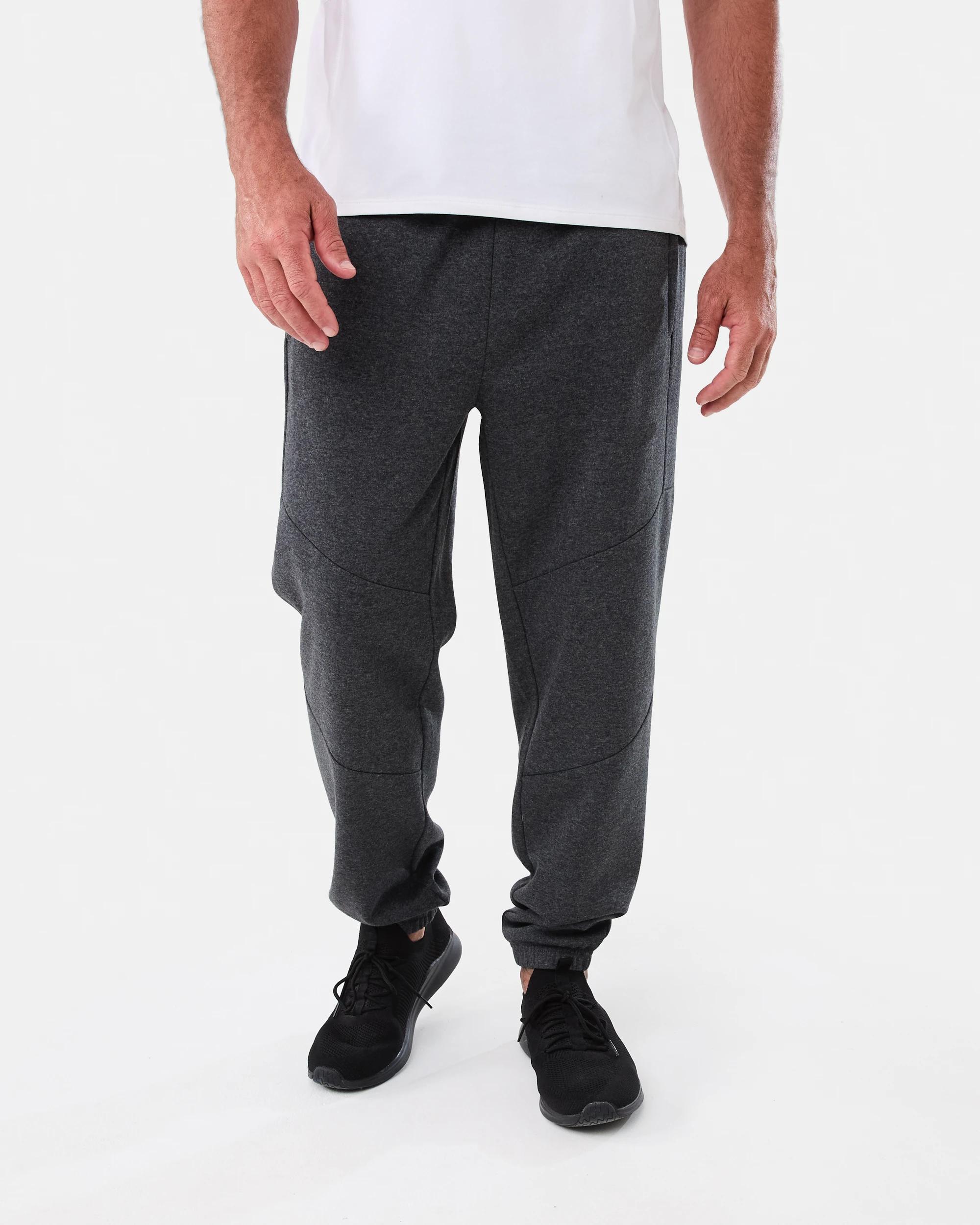 1 Active Mens Panel Trackpants Char Marle, 1 of 6