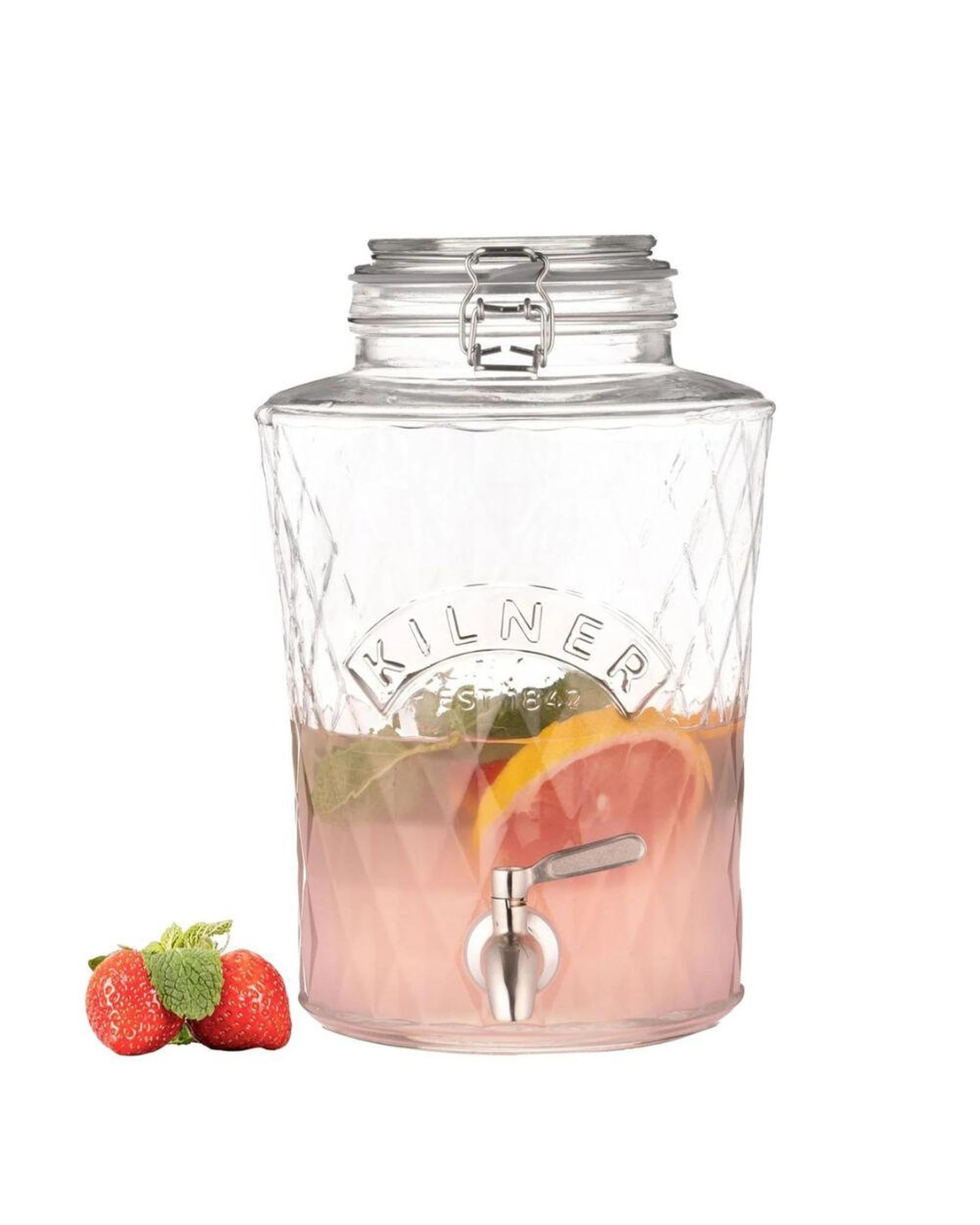 1 Kilner Diamond Drink Dispenser with Stainless Steel Tap 5L - Clear, 1 of 1
