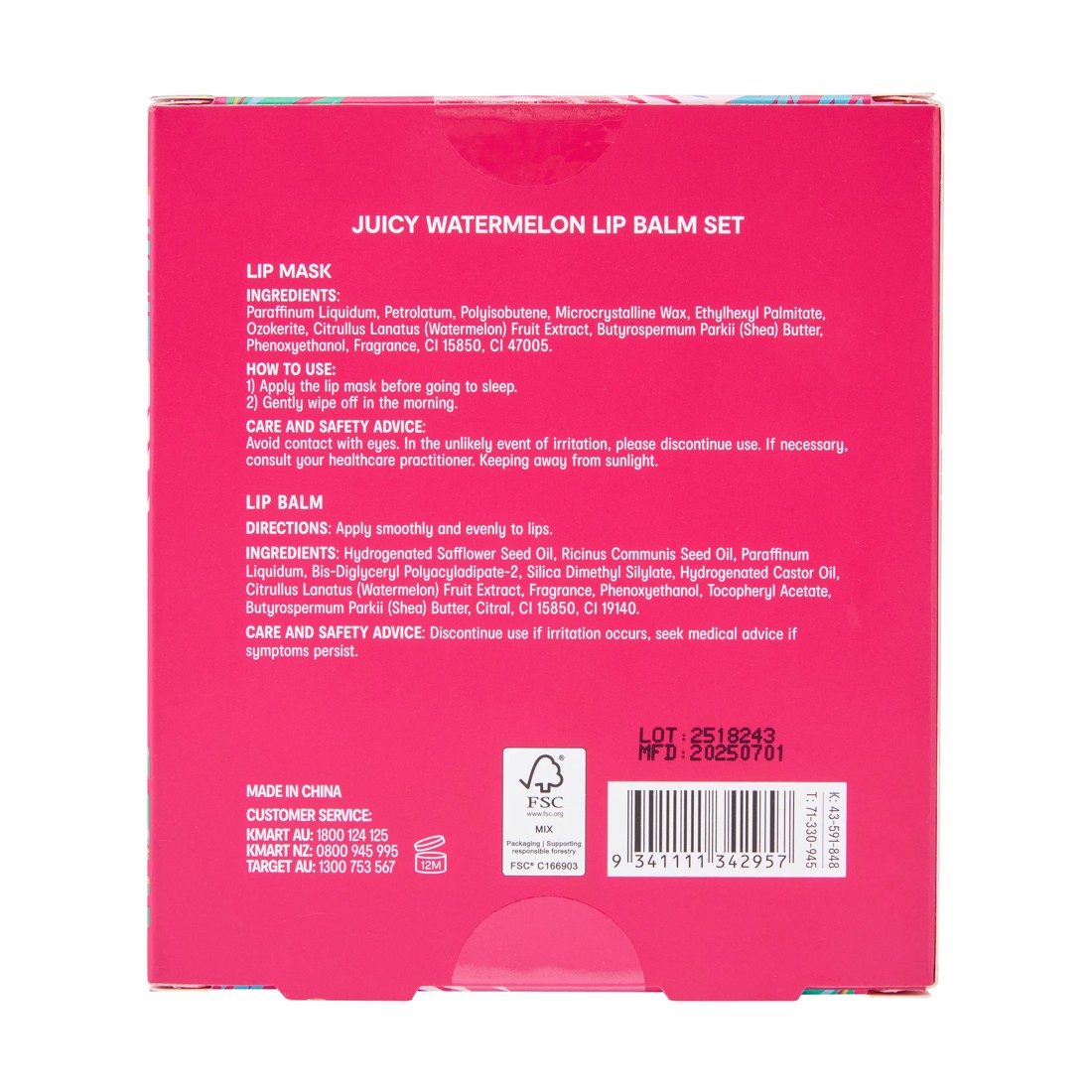 6 OXX Skincare Lip Care Duo with Keychain Set - Watermelon Scented, 6 of 6