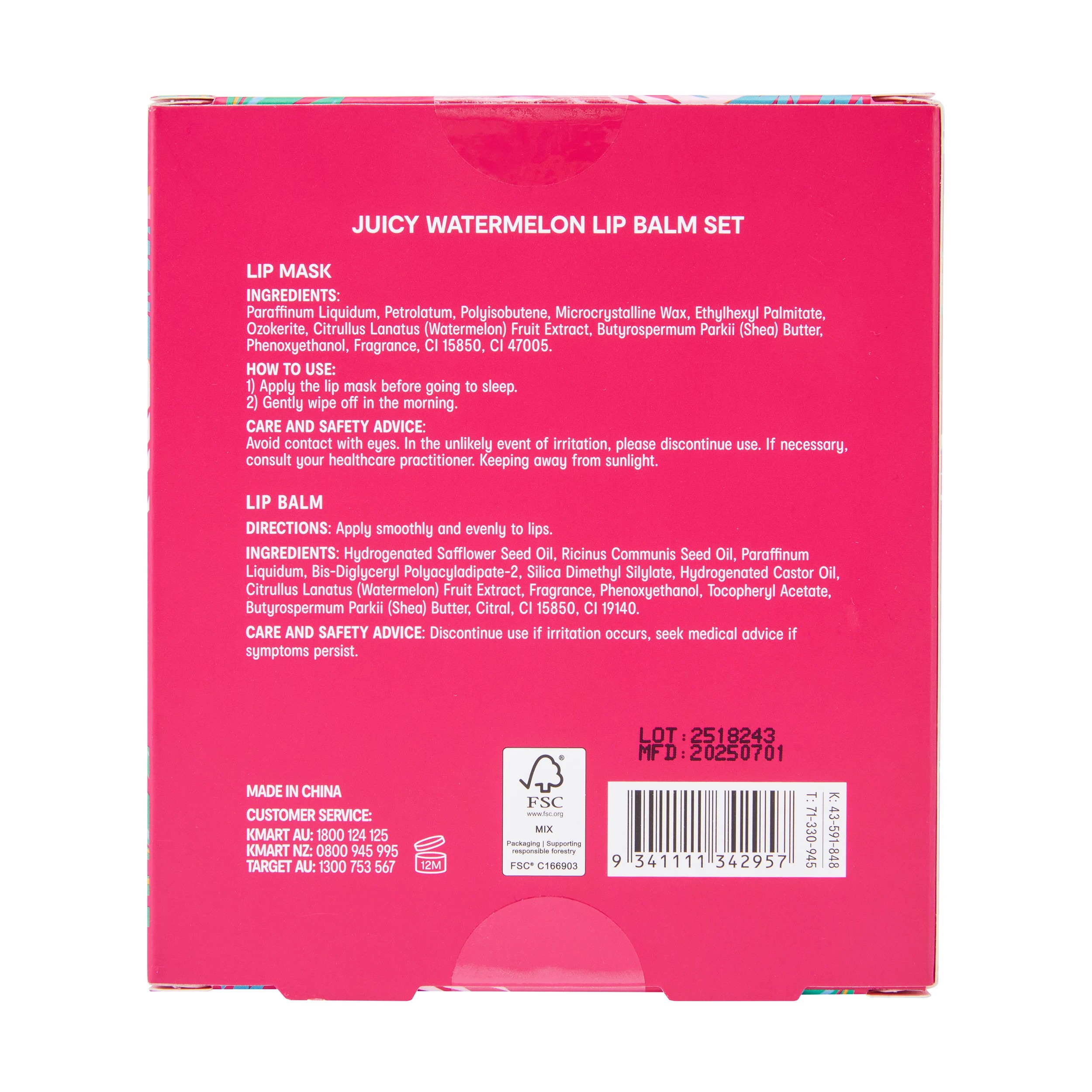 6 OXX Skincare Lip Care Duo with Keychain Set - Watermelon Scented, 6 of 6